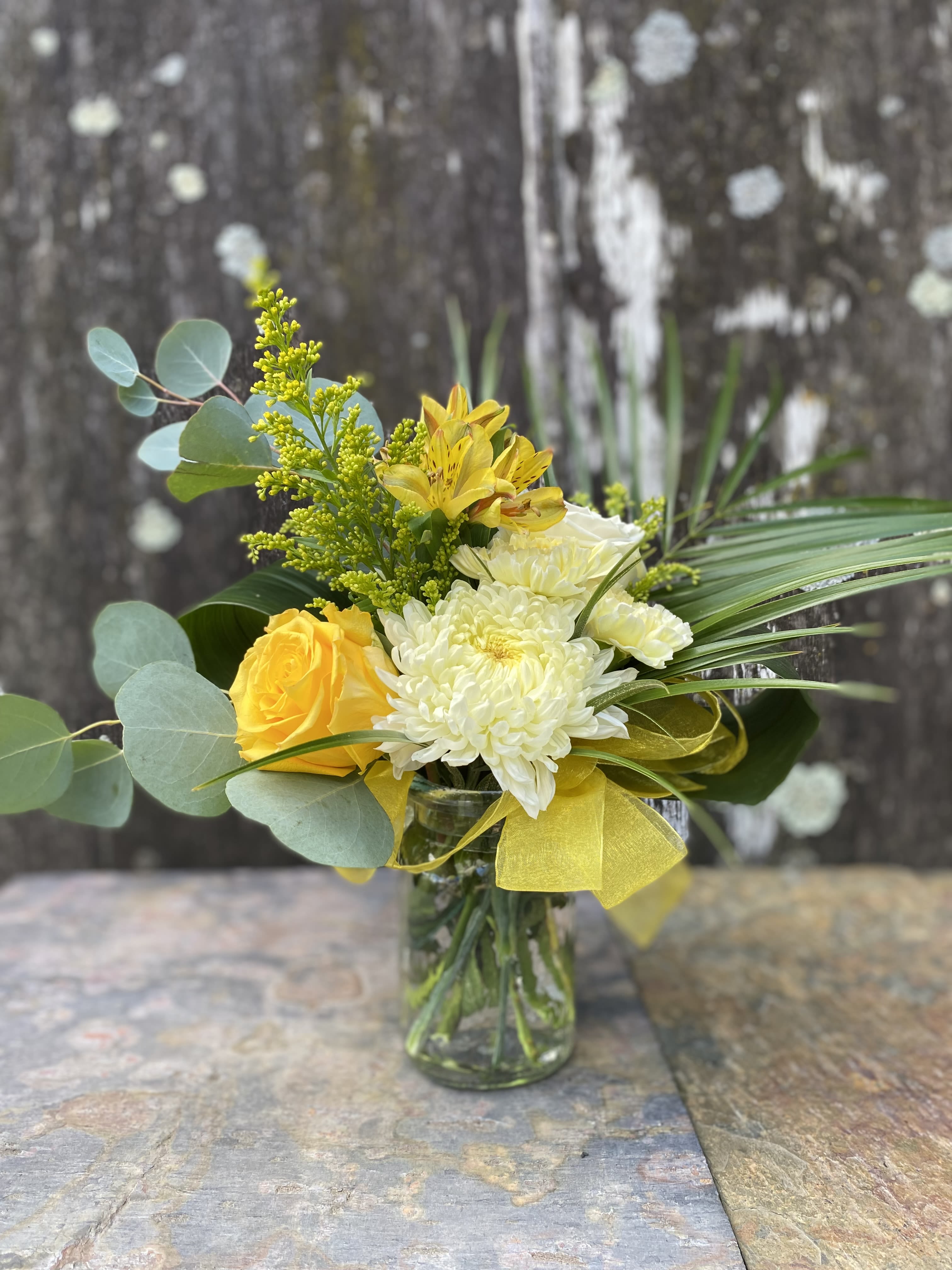 Sunshine &amp; Hugs - A little something to let them know they are loved. Flower types and shades of yellow will vary.