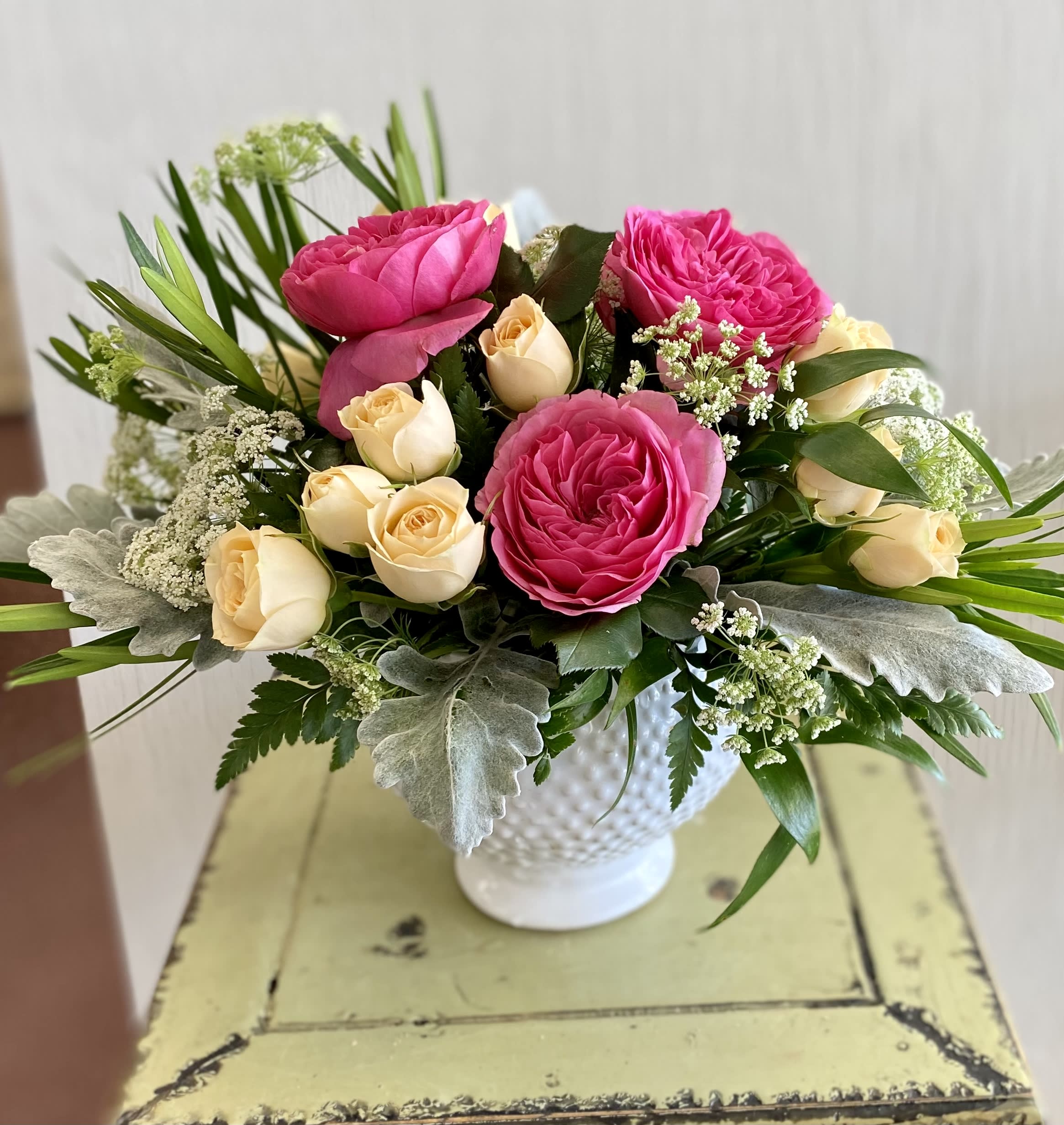 Garden Delight - Beautiful  roses are the star here in this pretty arrangement! **Container may vary based on availability.  