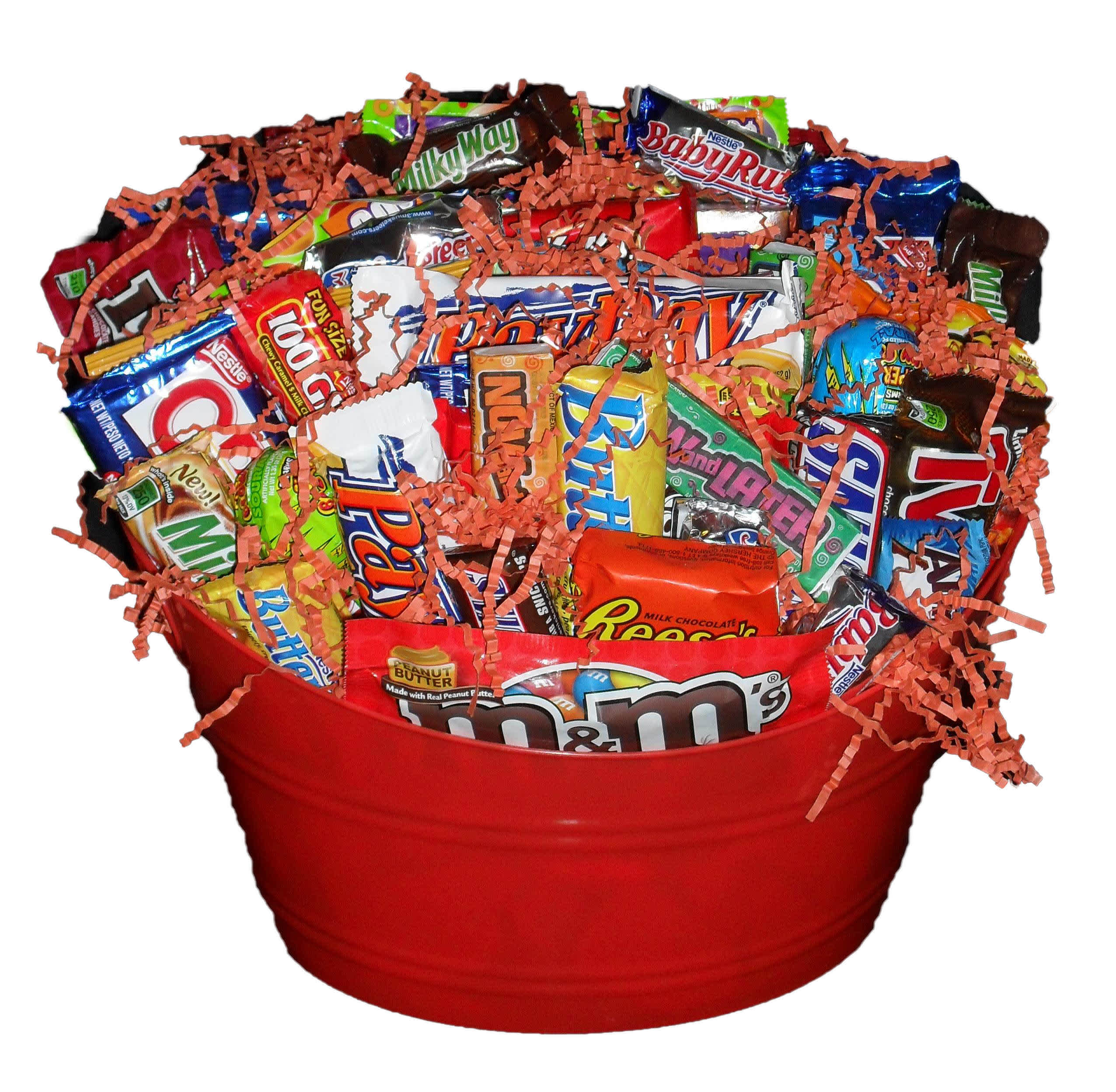 Junk Basket - Here is a junk basket to delight all your sweet tooth fantasies. It will include a large assortment of candy bars, gummies, gum, nuts, popcorn, and whatever else junky we can put in there. If you have specific dietary requests, please tell us in the comment section, and we will follow it to a T. We will also customize a basket for any occasion: wine, cheese, fruit for any holiday, birthday, anniversary, or any other occasion you may want to send out a basket. Please allow advance notice, not a same-day order. Thank you.   