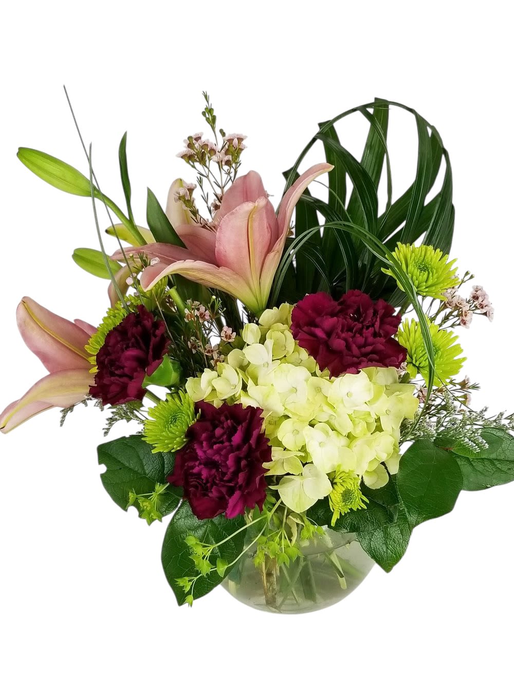 Beauty - Carnations, lilies, and hydrangeas to add beauty to your day!