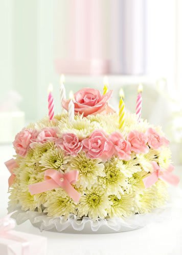 Birthday Flower Cake Pastel - Our signature floral birthday cake may look good enough to eat, but it's actually crafted from fresh pastel flowers such as mini carnations and poms. It arrives in a bakery box with a set of candles where available, and with proper care, can last days after the celebration is complete .