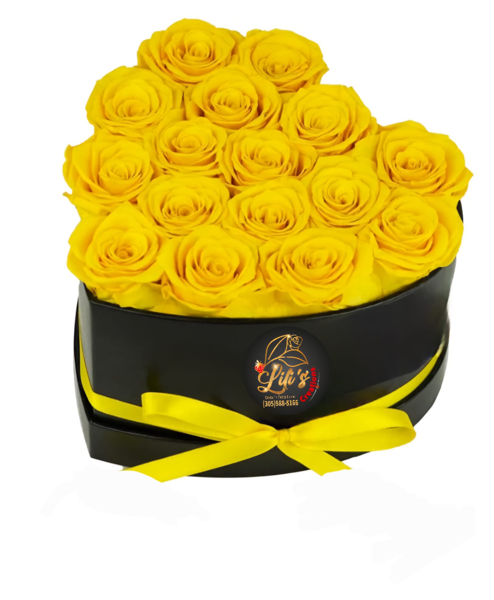 HEART YELLOW - Beautiful heart-shaped box with yellow roses.