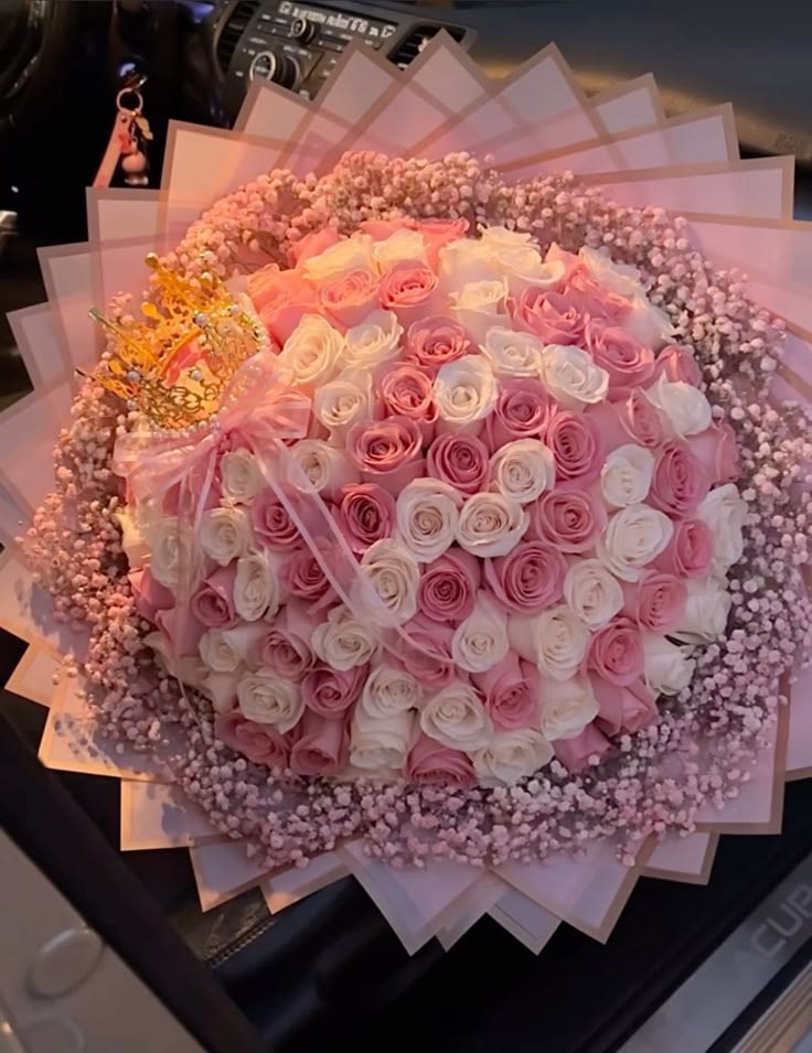 She is a queen - perfect for any pink lover girlie all rose bouquet for any occasion 