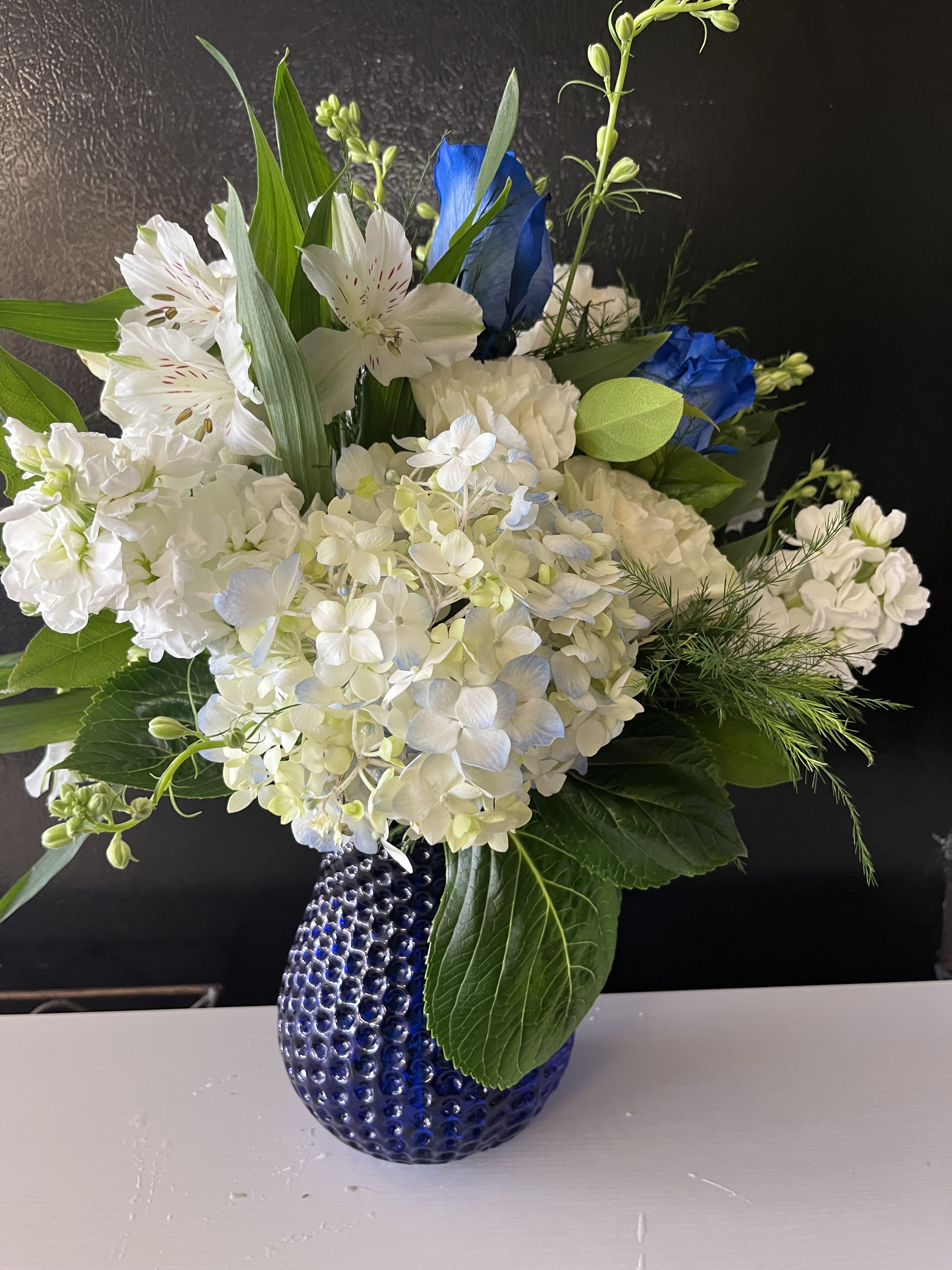 Blue &amp; White Beauty  - fresh flowers in blue vase 