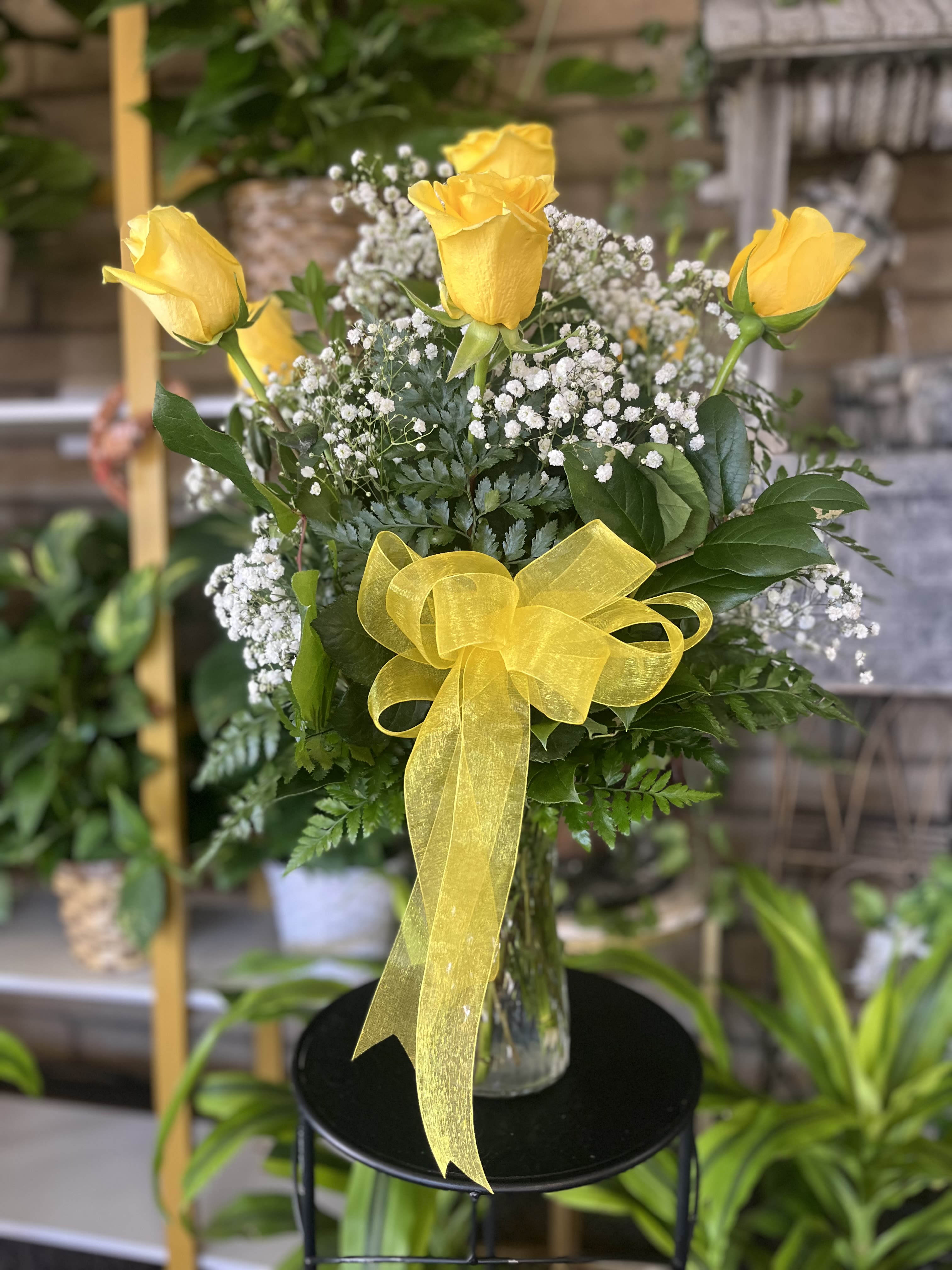 Yellow Roses - fresh yellow roses with wax ,  and leather 