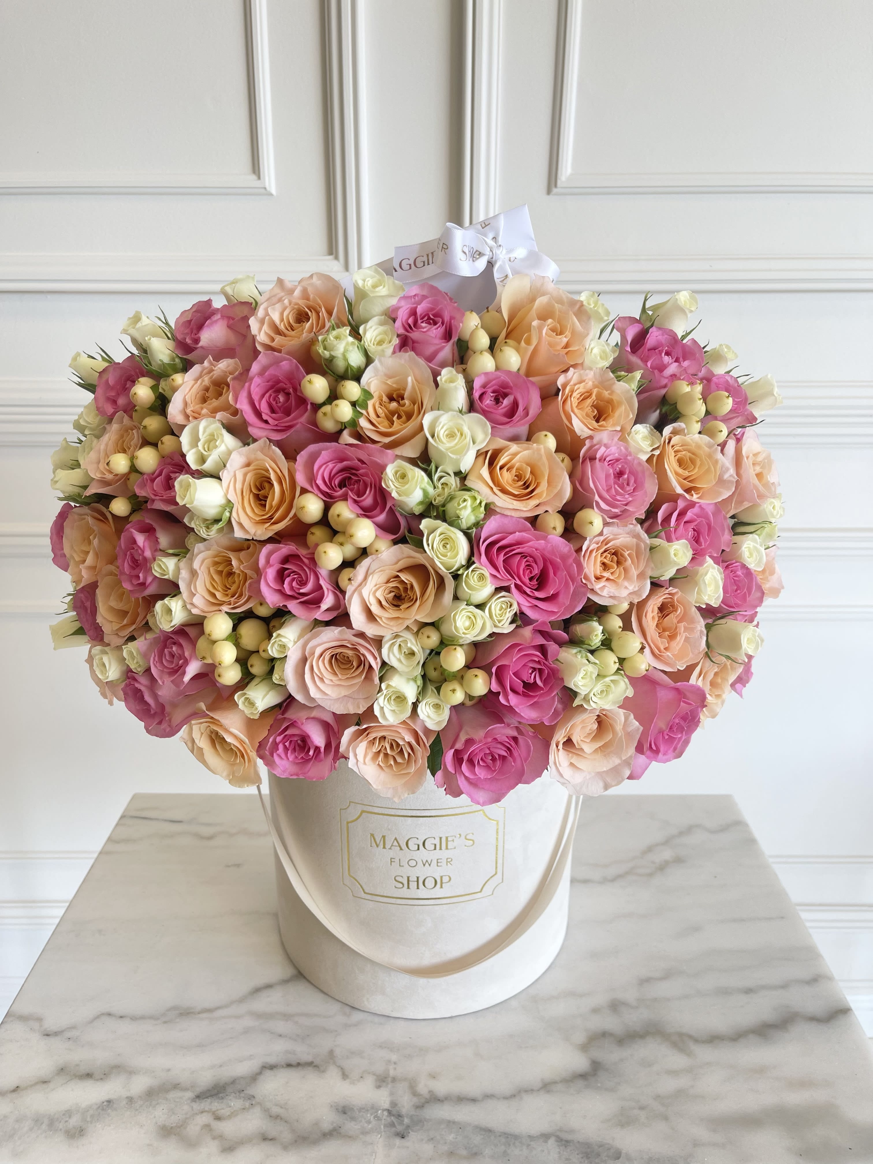 MFS Sweet Shimmer Rose Box  - Signature luxury suede box  Premium Ecuadorian roses and mini roses 