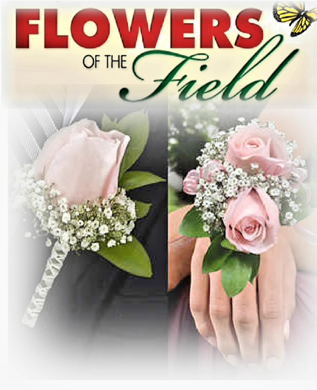 Corsage &amp; Boutonniere Set with Pink Roses - Corsage &amp; Boutonniere with Pink Roses, Please note the color of the ribbon on the special instructions or call Flowers of the Field at 201.854.7300 