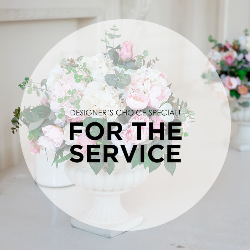 Designer's Choice Special- For the Service - Let our experienced designers create a one of a kind for the service arrangement to honor your loved one- using the freshest blooms of the season!