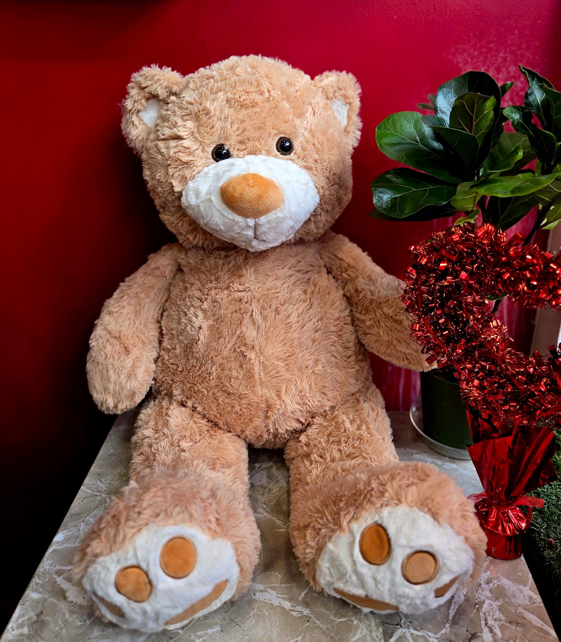 Jumbo Teddy Bear - Send your loved one an jumbo-sized bear hug with this teddy! Stands over 30" tall.