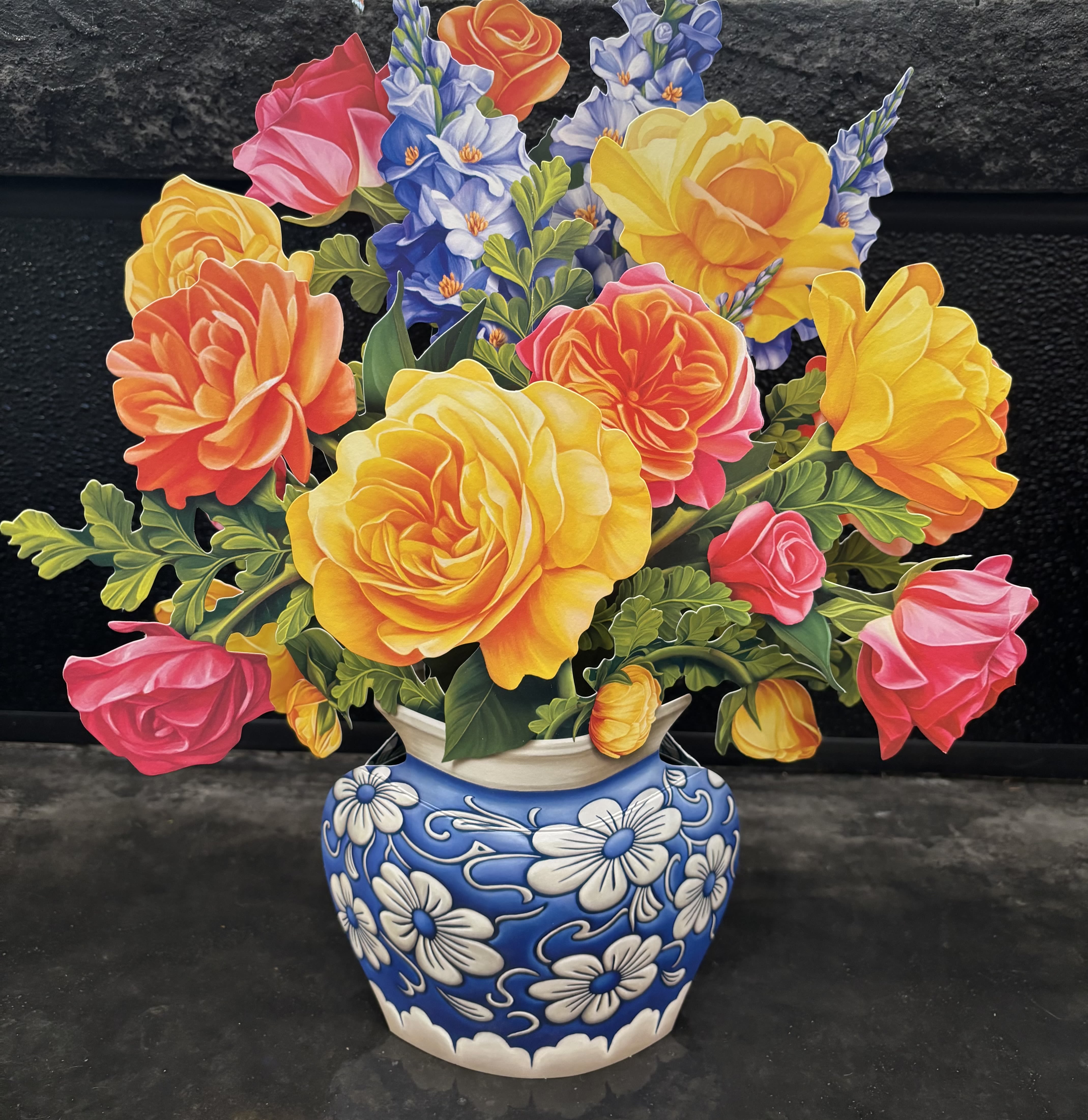 Sorbet Roses Paper - This 3-D paper pop up vase of roses is a beautiful way to send something everlasting! Makes a great gift for a bedside table, a hospital room, office desk, nursing home, etc. These paper roses will last forever and you won't believe the quality!