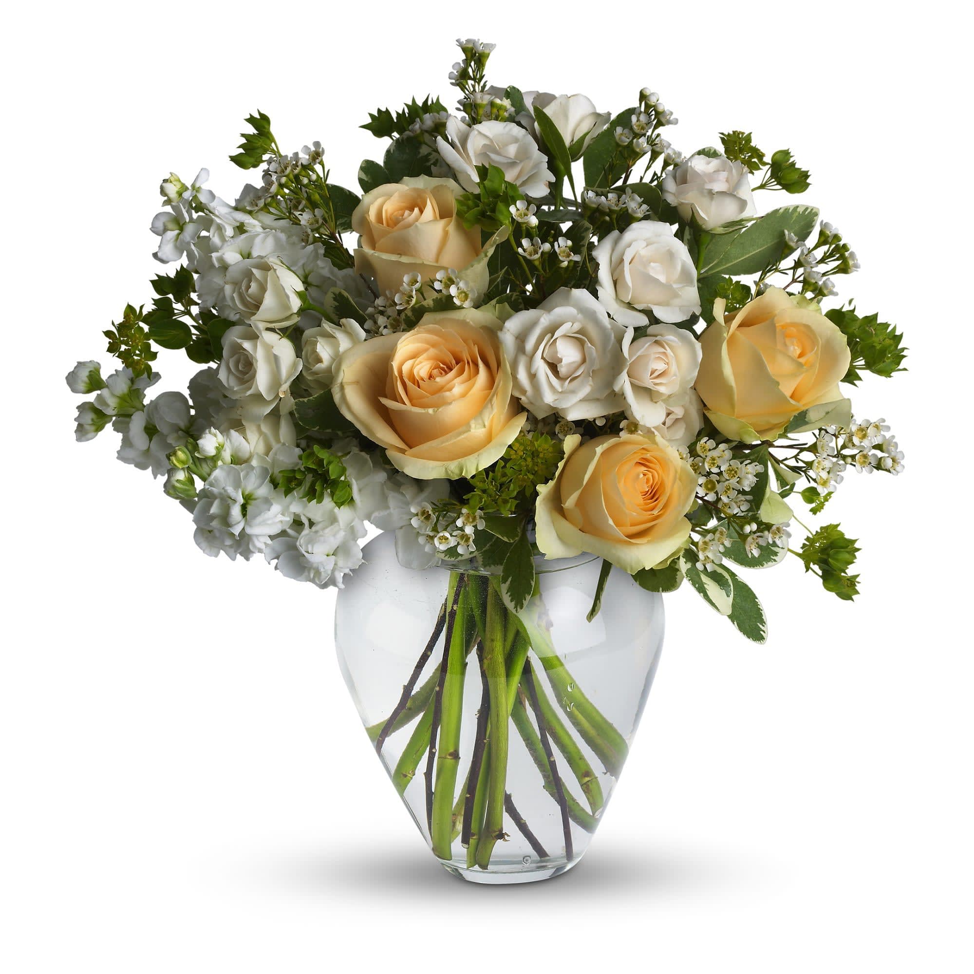 Celestial Love by Teleflora - Peaceful and pure. This pretty arrangement of white and light colors will let anyone know they are in your thoughts.  