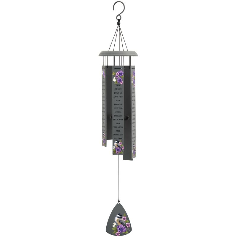 Eckert Florist's “Walk Beside Me” Harmony Bar Wind Chime *Our Local Delivery Only - This 32″ Harmony Bar chime is made of aluminum with an industrial cord and an adjustable striker and UV Printed phrases on each bar. Chime reads: “Those we love don’t go away they walk beside us every day. Unseen, unheard, but always near still loved, still missed and very dear.” L: 32″ - W: 1.50″ - DIA: 5 3/8″ 