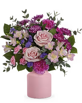 SWEET SAVANAH BY TELEFLORA - MIX OF PINKS HUES IN A QUAINT PINK VASE