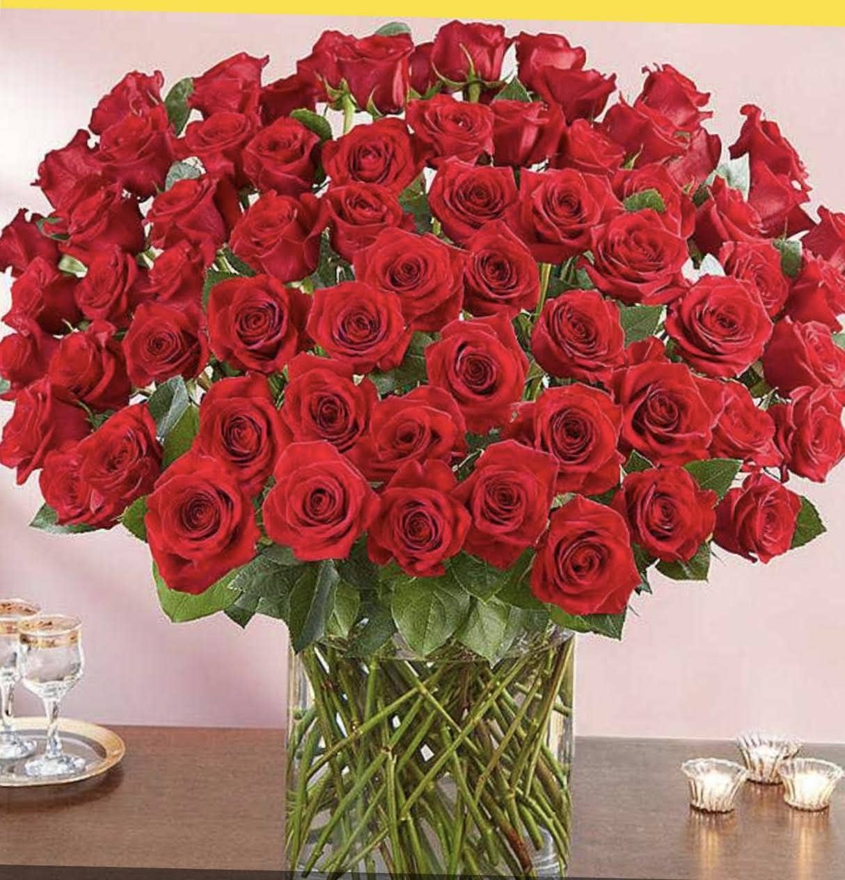 The most Definite valentine - 100 premium long roses guarantee to make the day