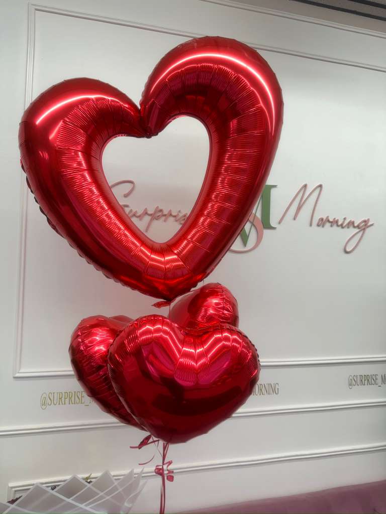 Set de Globos - 3 heart balloons / 1 big heart ballon