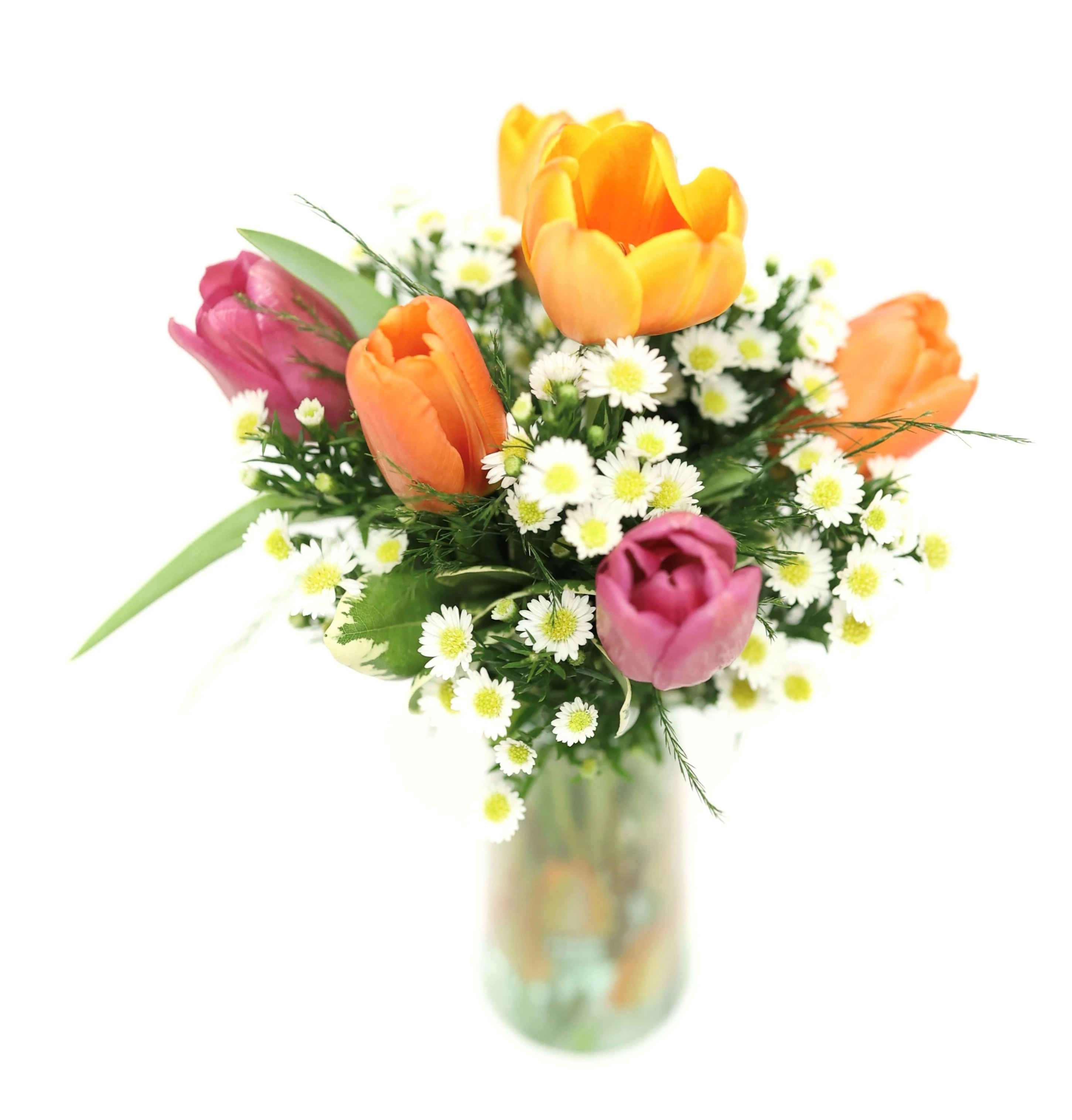 Tulip Time - Blooms this beautiful don't need decoration! Tulip Time is simple but yet beautiful featuring a variety of colorful tulip blooms