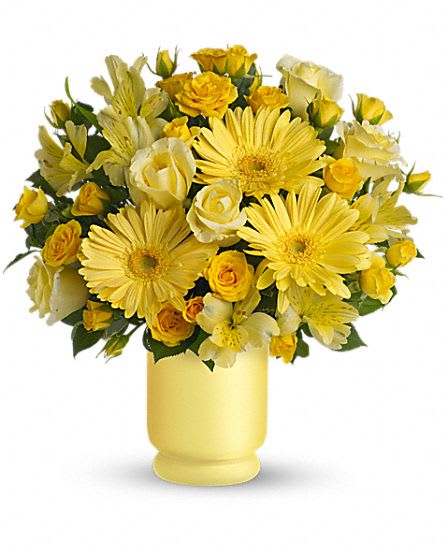 Good Day Sunshine - Nothing brings smiles across the miles quite like sunny yellow flowers. A mix of yellow designed seasonal flowers. 