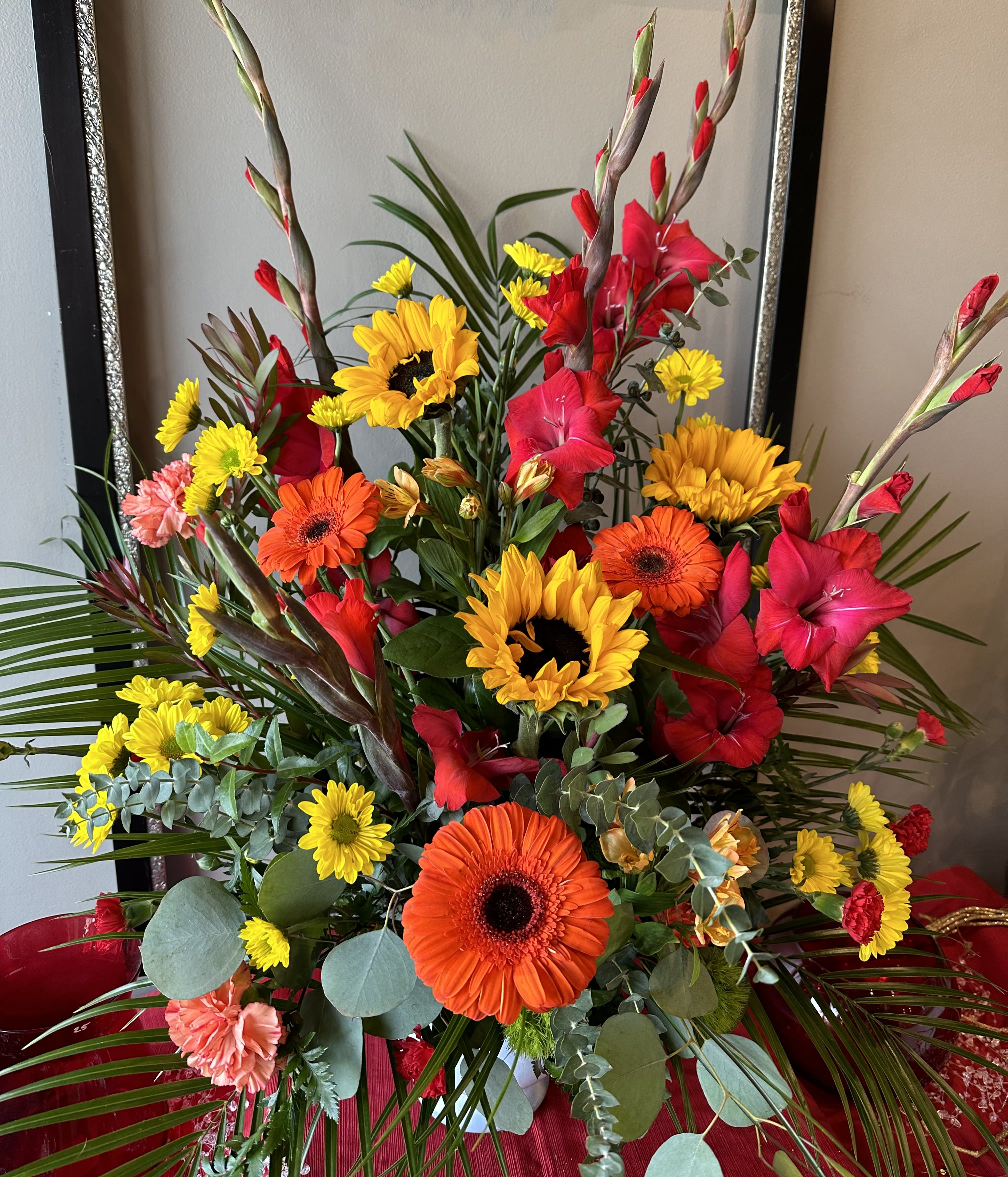 Healing - This beautiful machete arrangement is perfect for promoting gentle healing and warmth.    *Flowers subject to change based on supply*