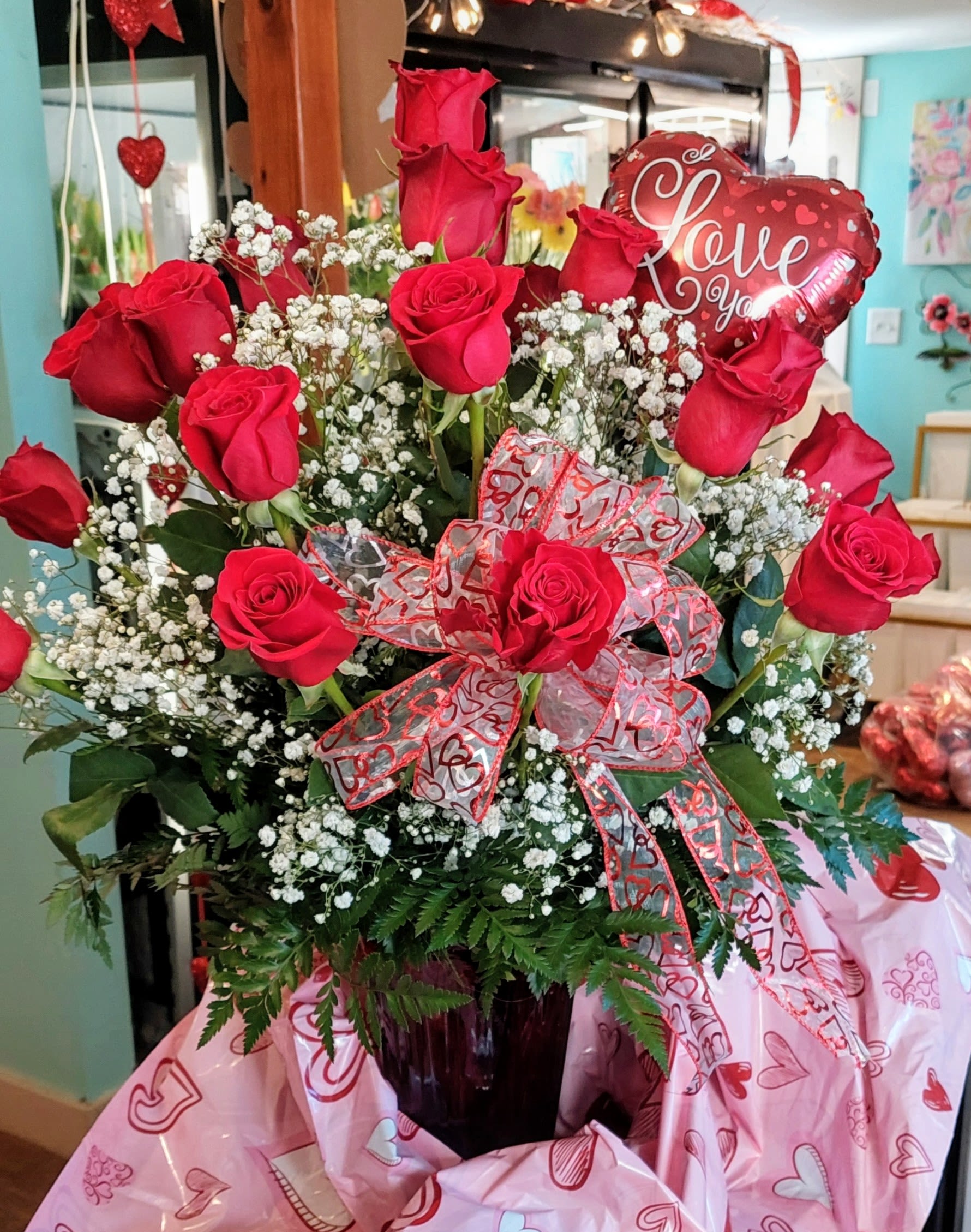 Two Dozen Longstem Red Rose Special - Two Dozen longstem red roses with valentine balloon. Limited quantity, available while supplies last