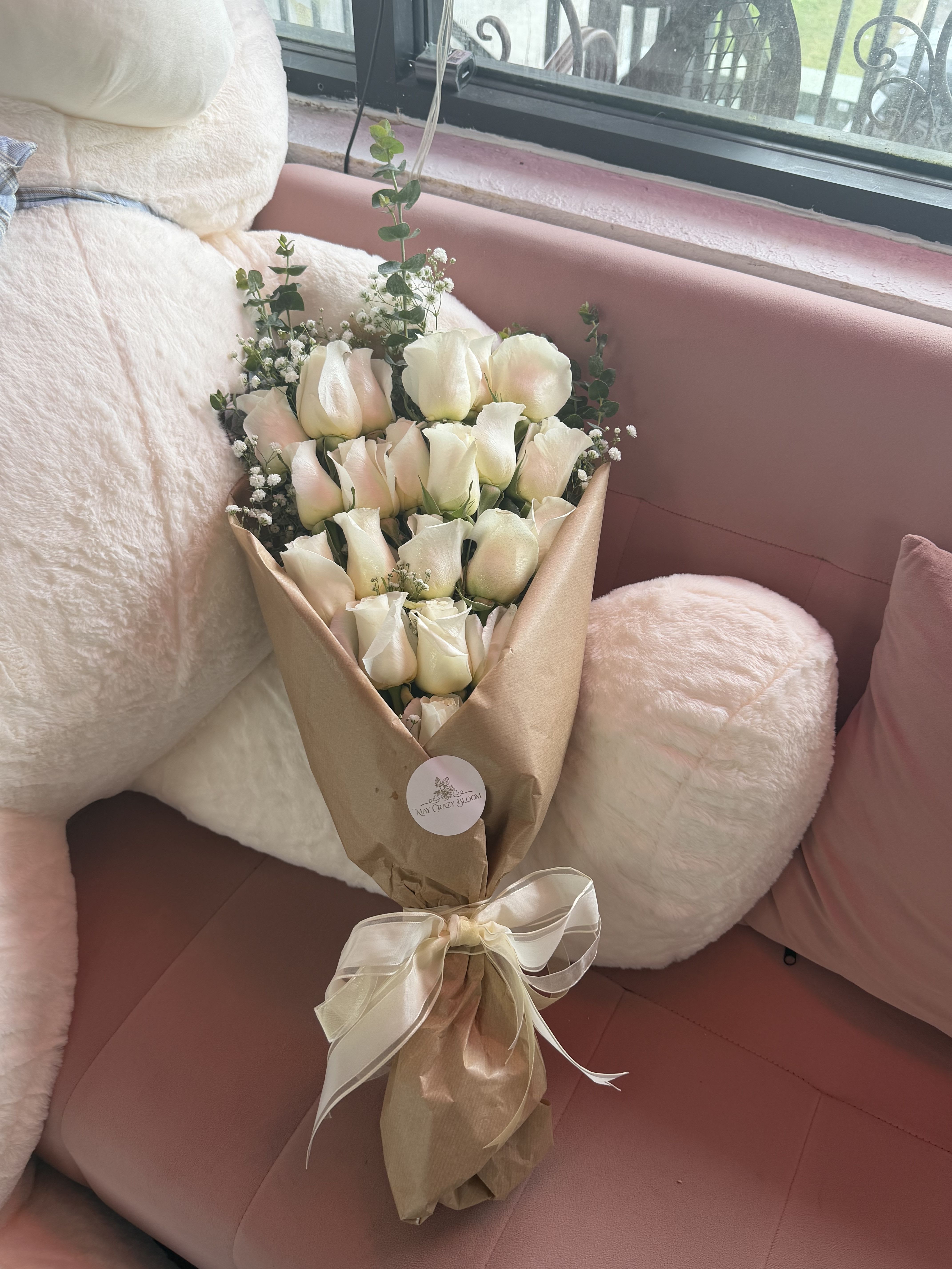 Clouds  - White 24 roses wrapped 