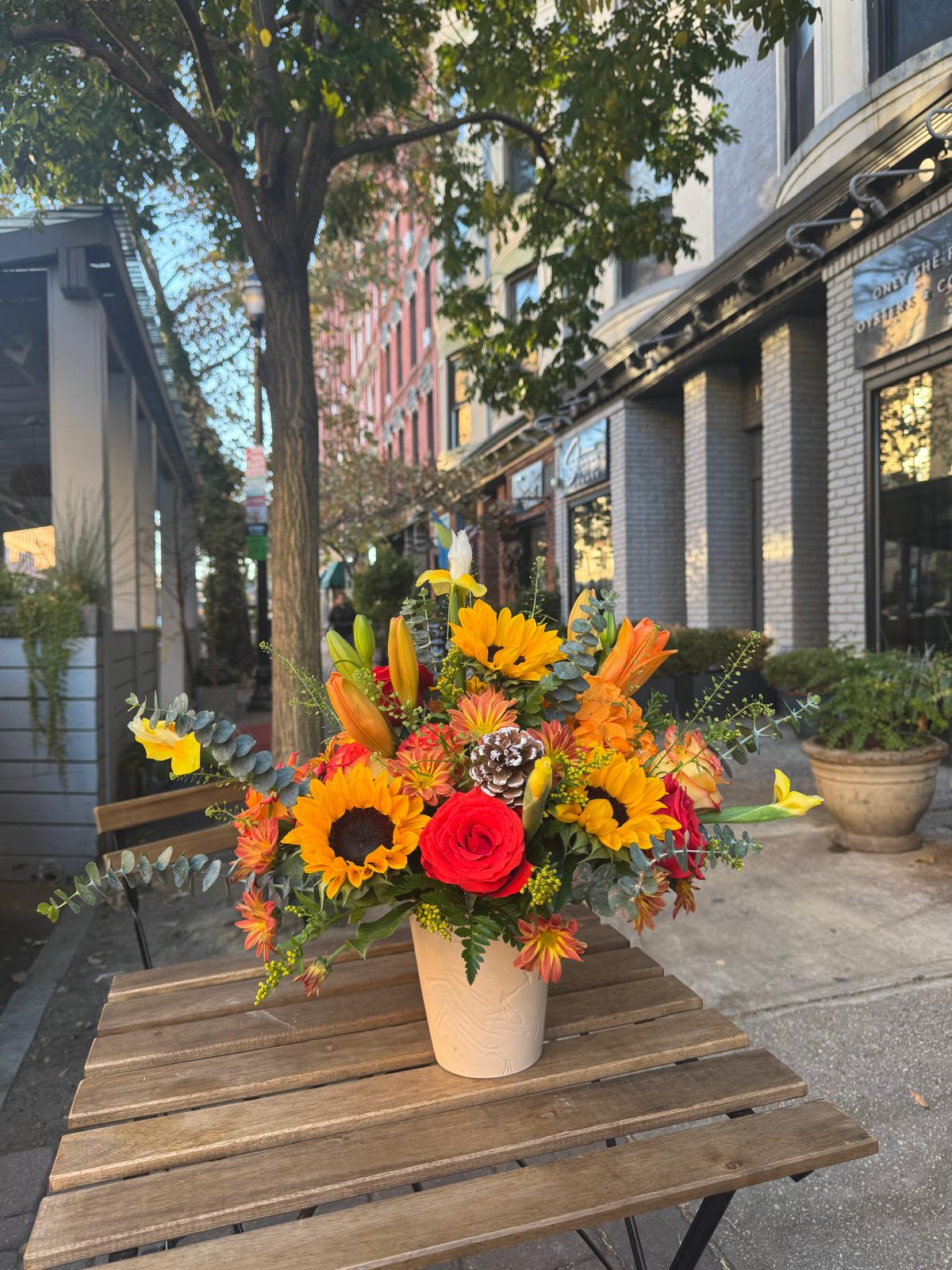 Thanksgiving Flower Arrangement - Flower Centerpiece for Thanksgiving.