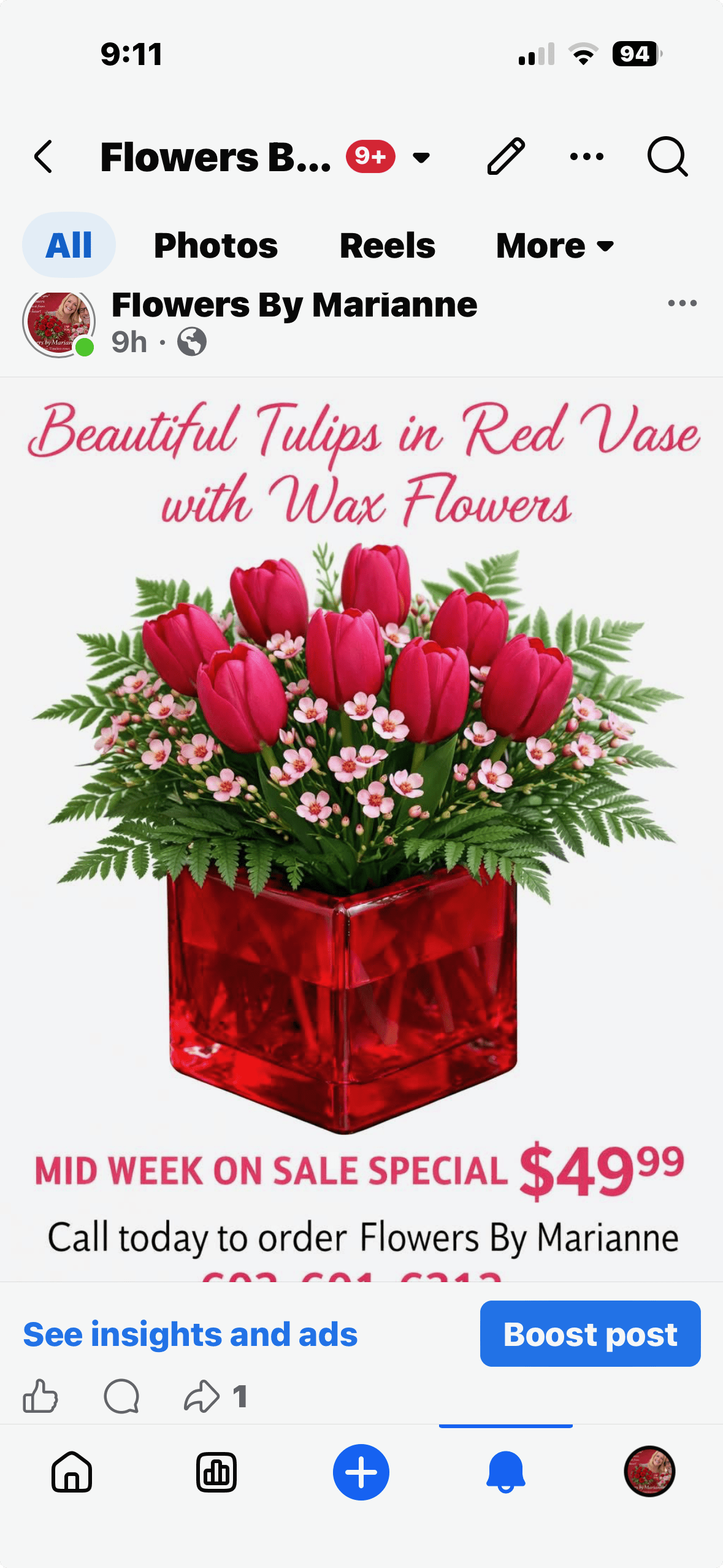 Deal of the week Beautiful Tulips in a red vase - Brighten someone’s day with this fresh and cheerful tulip arrangement from Flowers By Marianne. Our Deal of the Week features beautiful tulips arranged in a striking red cube vase, accented with delicate wax flower and lush greenery. It’s the perfect pop of color for a home, office, or thoughtful gift—simple, elegant, and full of spring charm.   Special Price: $49.99  Call today to order: 603-601-6312  Or pick one up in store at 74 Lafayette Rd., Hampton Falls, New Hampshire  Available for a limited time—while supplies last! 