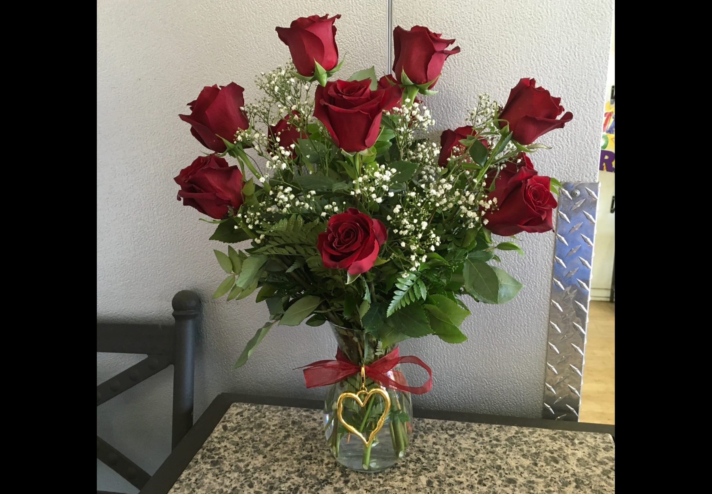 Dz. Roses &amp; Gold Heart Charm - As shown 