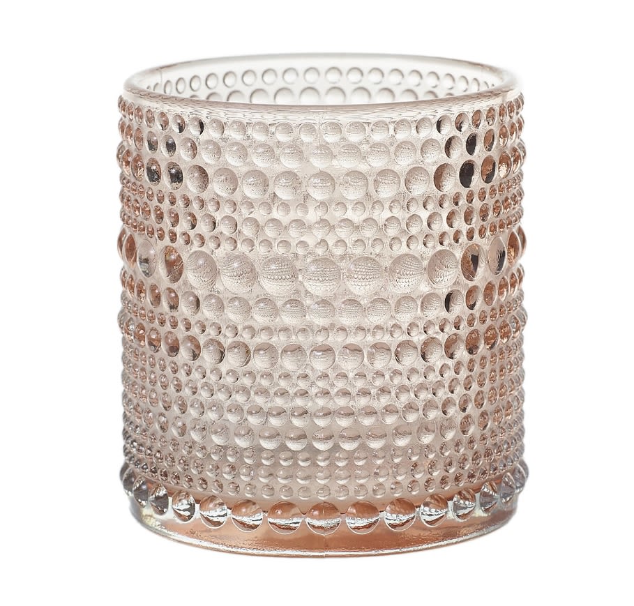 SHARE FLORAL ARRANGEMENT - Lush mound of seasonal floral and greenery in our SHARE VOTIVE. Vase Dimensions: 4x4.75