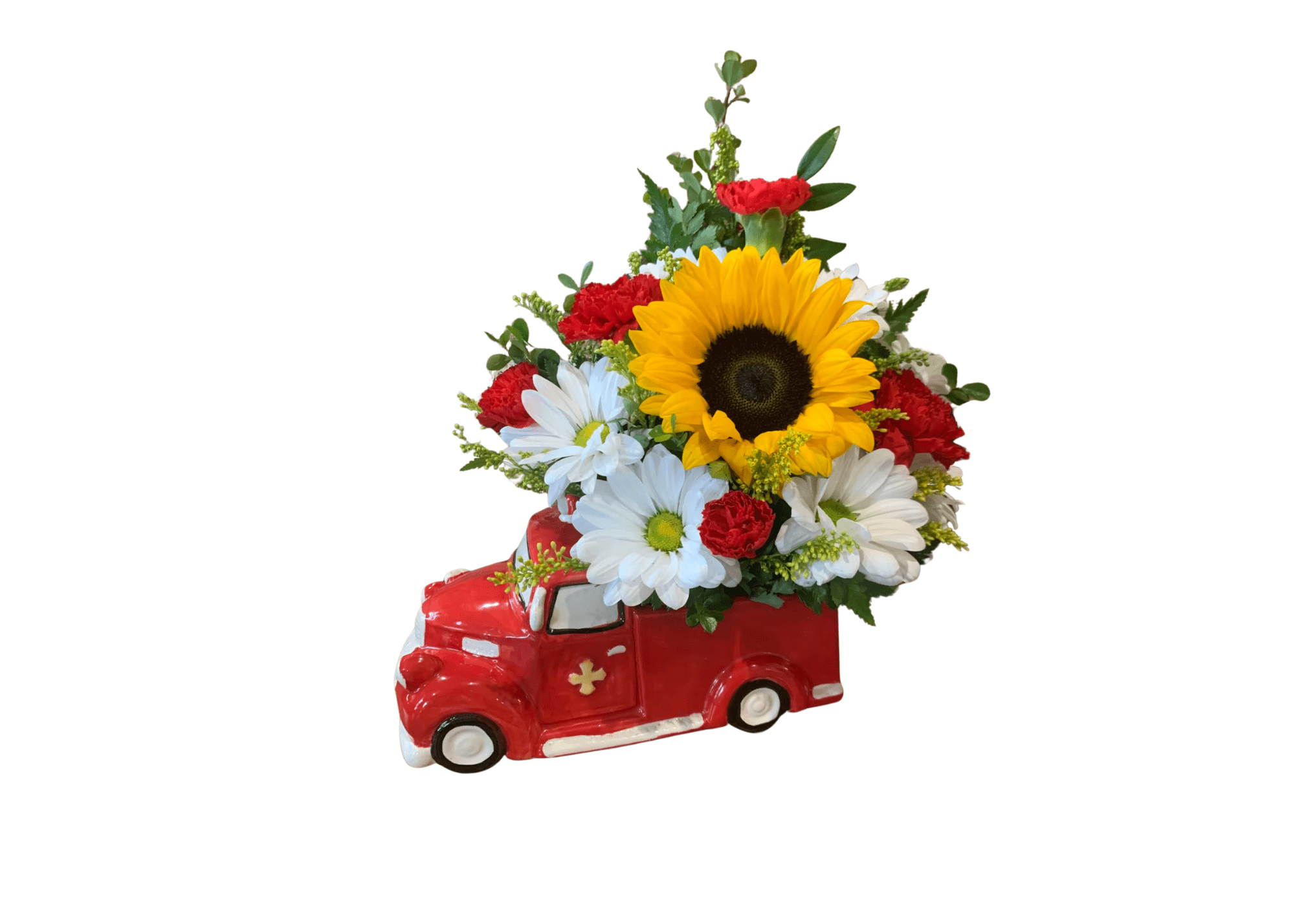 Firetruck  - This keepsake firetruck is perfect for those hero's in your life! Full of fresh flowers and sure to make that special some happy! 