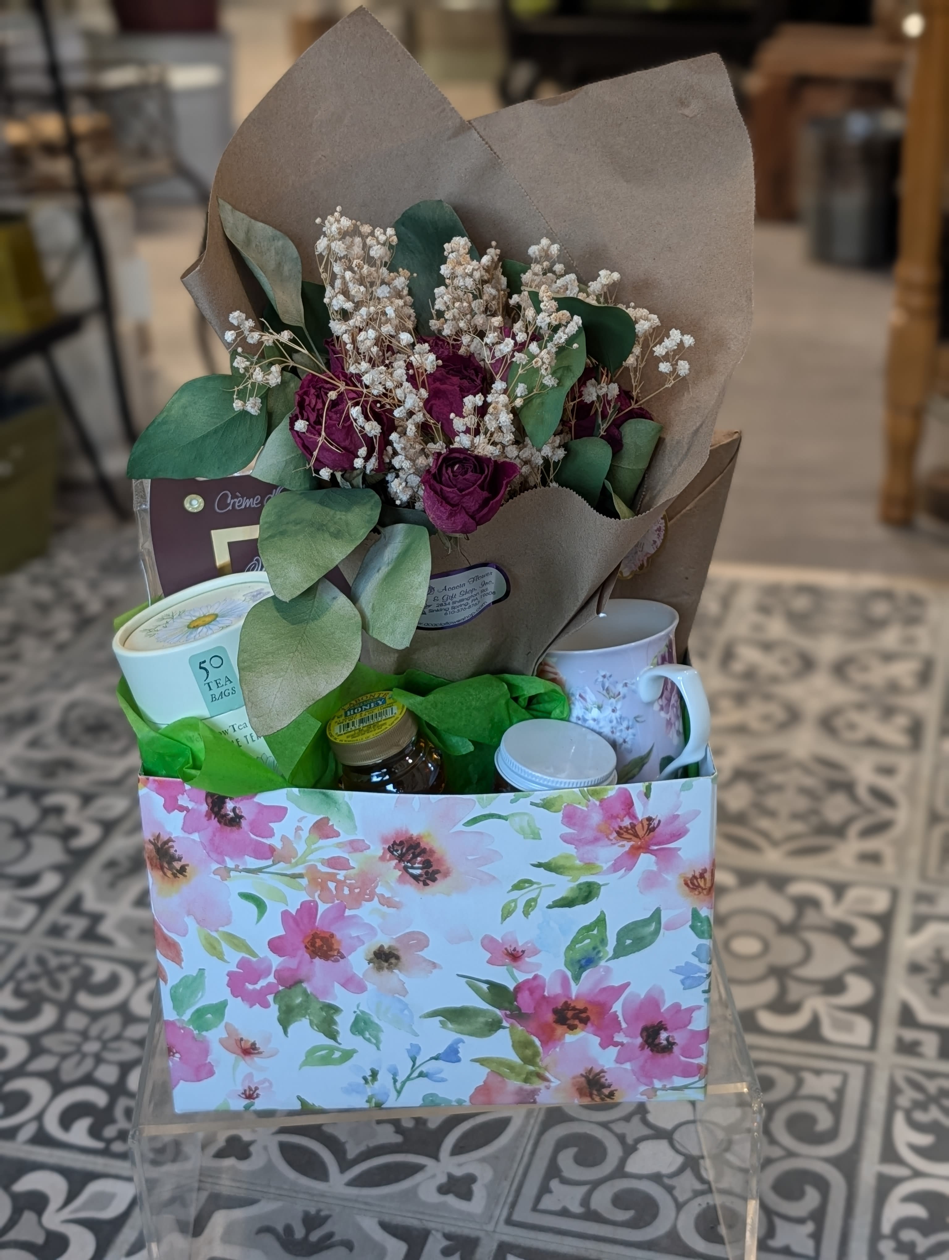 Self Care Package  - This is the ultimate self care package. Dried flowers, Blind Date with a book, Local Healing Hemp, Floral Tea, Honey, Local Mug and Chocolates. 