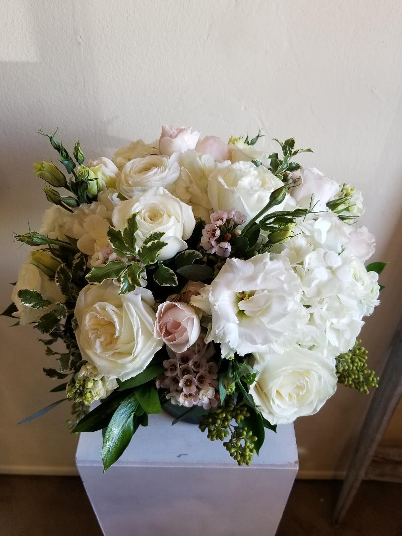 Blushing - All white with a touch of blush flowers.