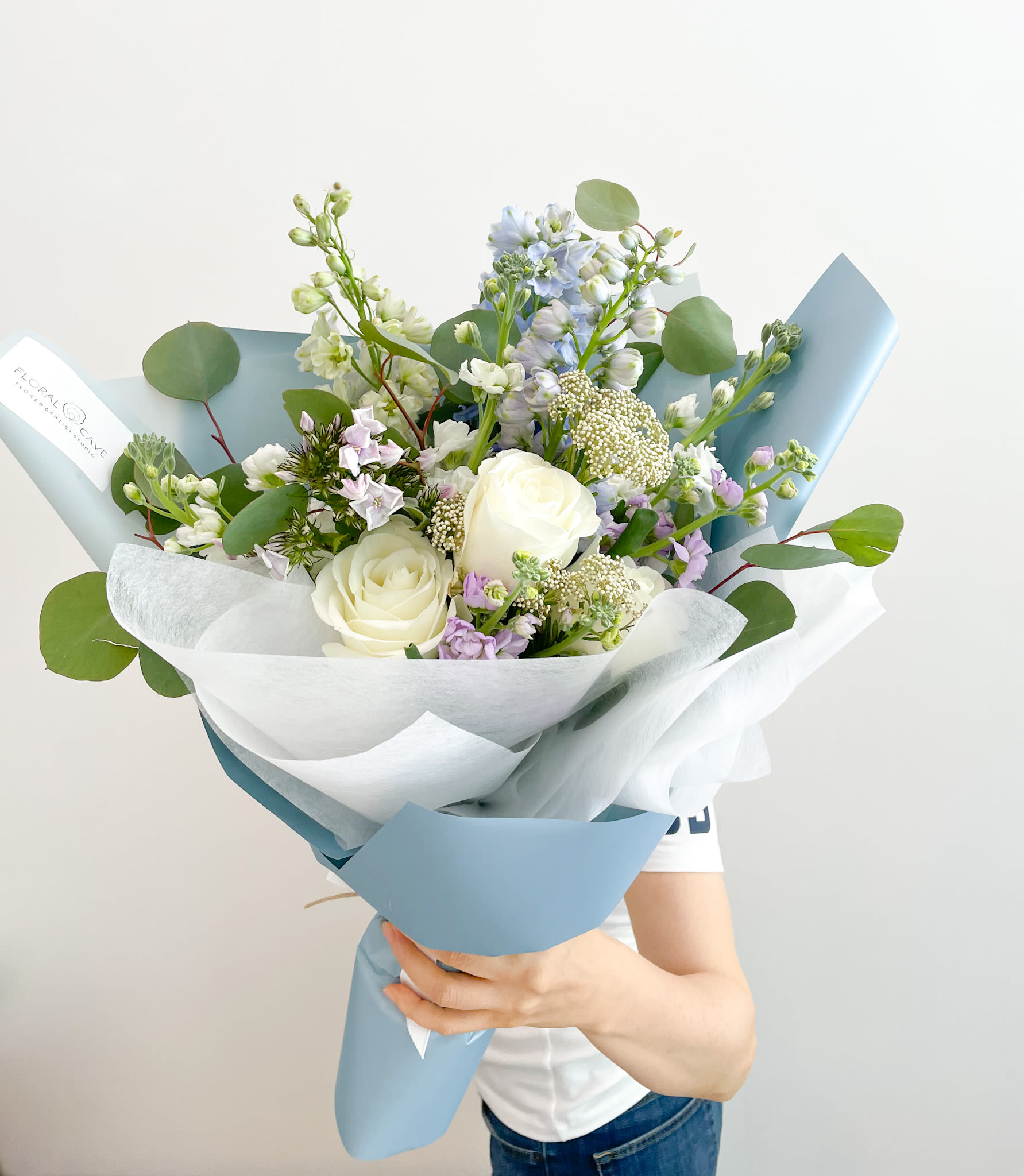 Lavender Blue Bouquet (Wrapping Paper Bouquet) - Combination of lavender and blue color  Total Size : 15"~ 18"