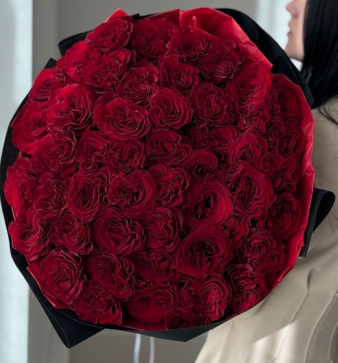 bouquet of 50 peony red roses - bouquet of 50 peony red roses