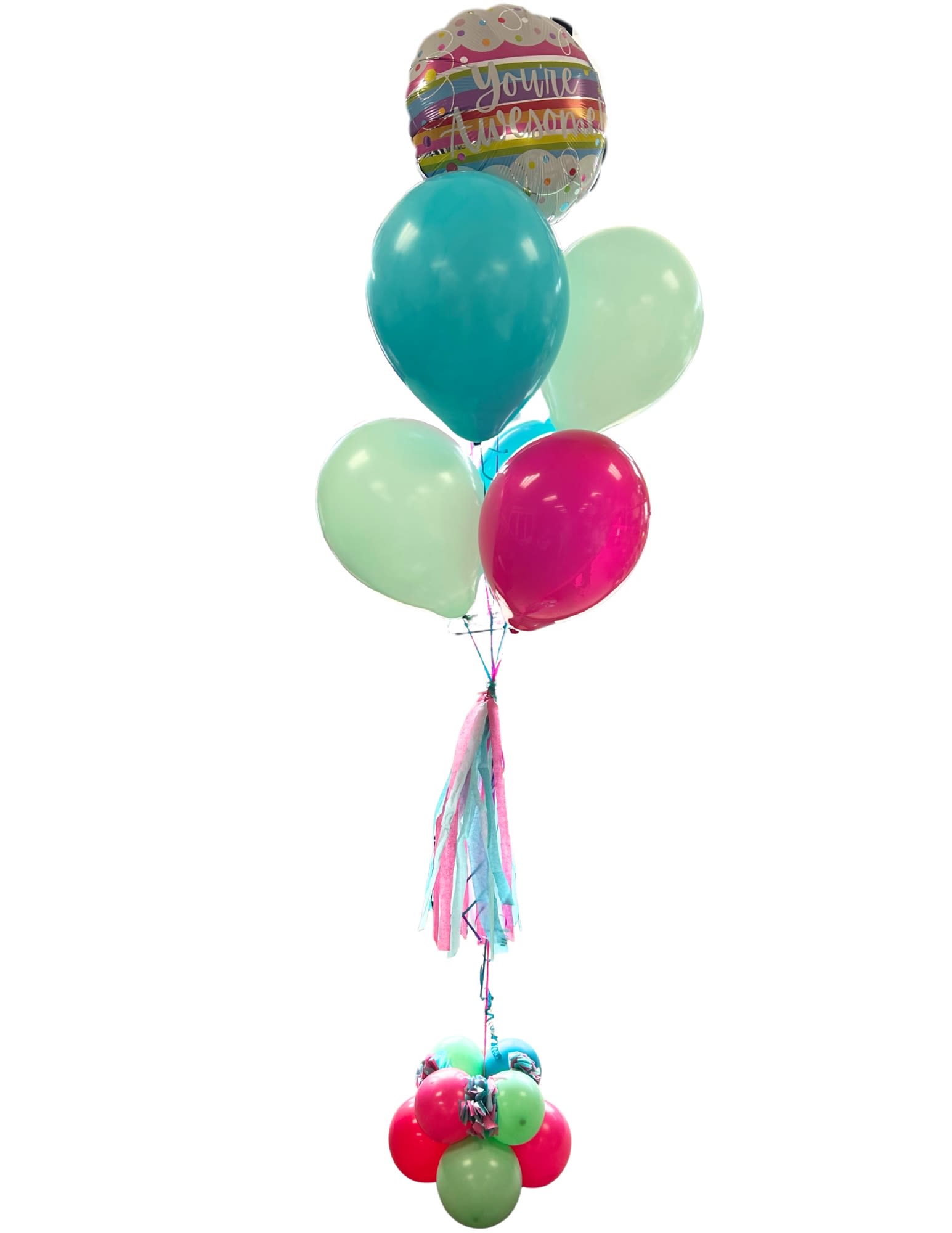 Joyous Bouquet  - Balloon Bouquet can be customized for any occasion or customized with any colors.   1 mylar with 6 latex balloons, tassles and balloon base. 