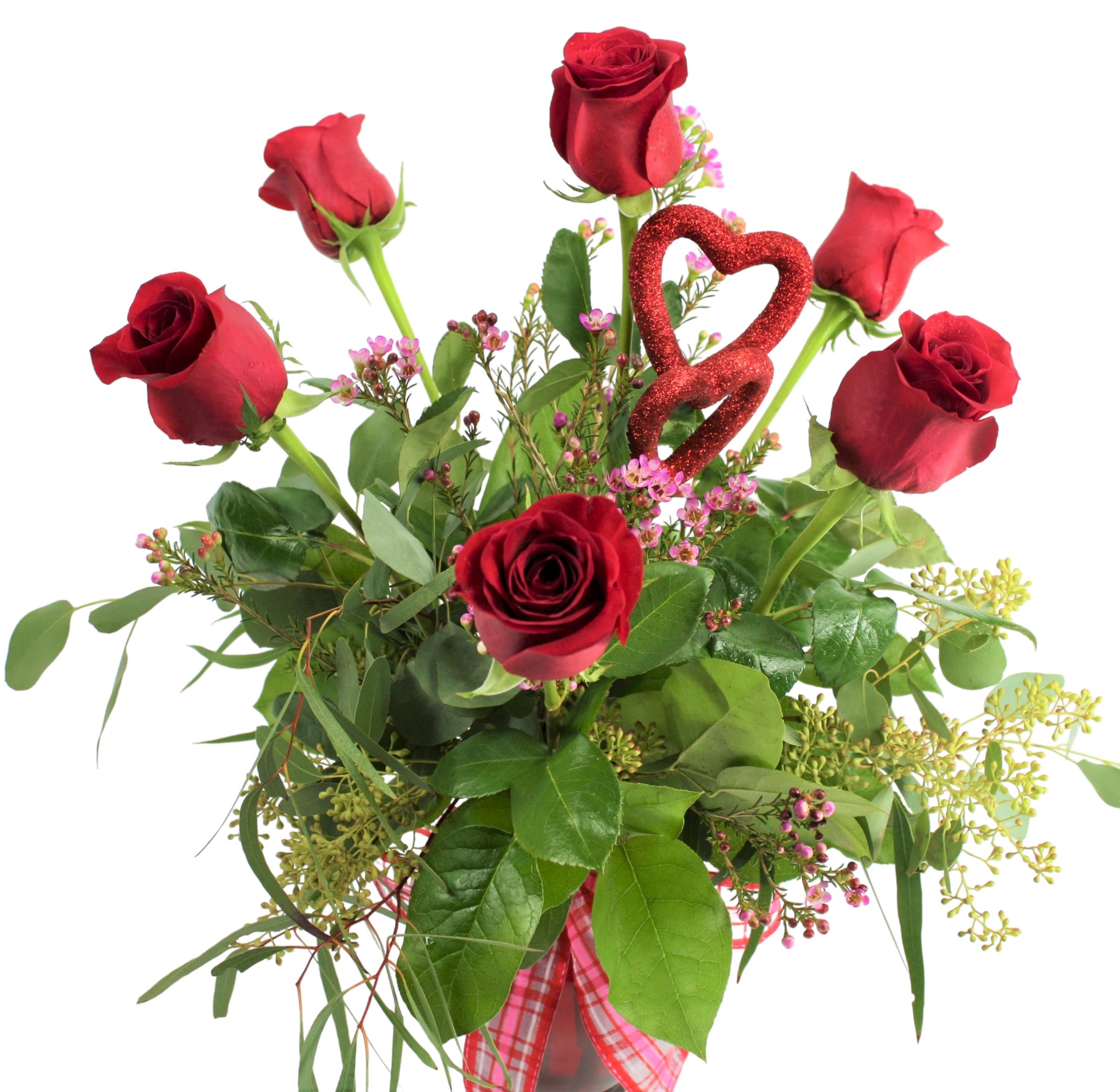 Half Dozen Roses! | Premium Shown - Beautiful half dozen roses arranged in a vase.  Standard: Half dozen roses arranged in a vase with greens. Premium: Half dozen roses arranged in a vase with greens and accent flowers.