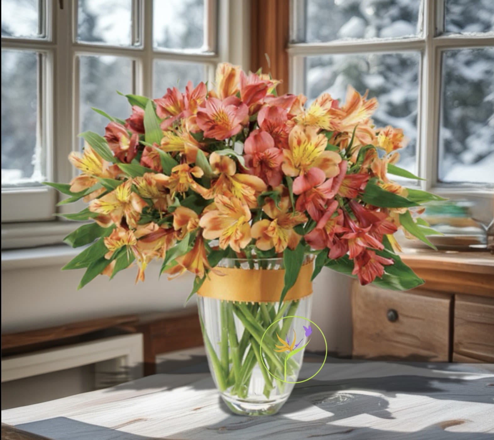 Amazing Alstroemeria. BloomNation™ - Alstroemeria often represents mutual support. This makes the arrangement the perfect choice for saying thank you or showing appreciation. Send this to your best friend, your family, or your coworker who always has your back.  NOTE: Our flowers and greens are a gift from nature. It’s shade and depth might vary, design, aesthetic and value remains the same. In support of our efforts to aide in the preservation of our planet, PJf uses Fair Trade flowers, Plants, Upcycled and Recycled containers. Vase style might vary.