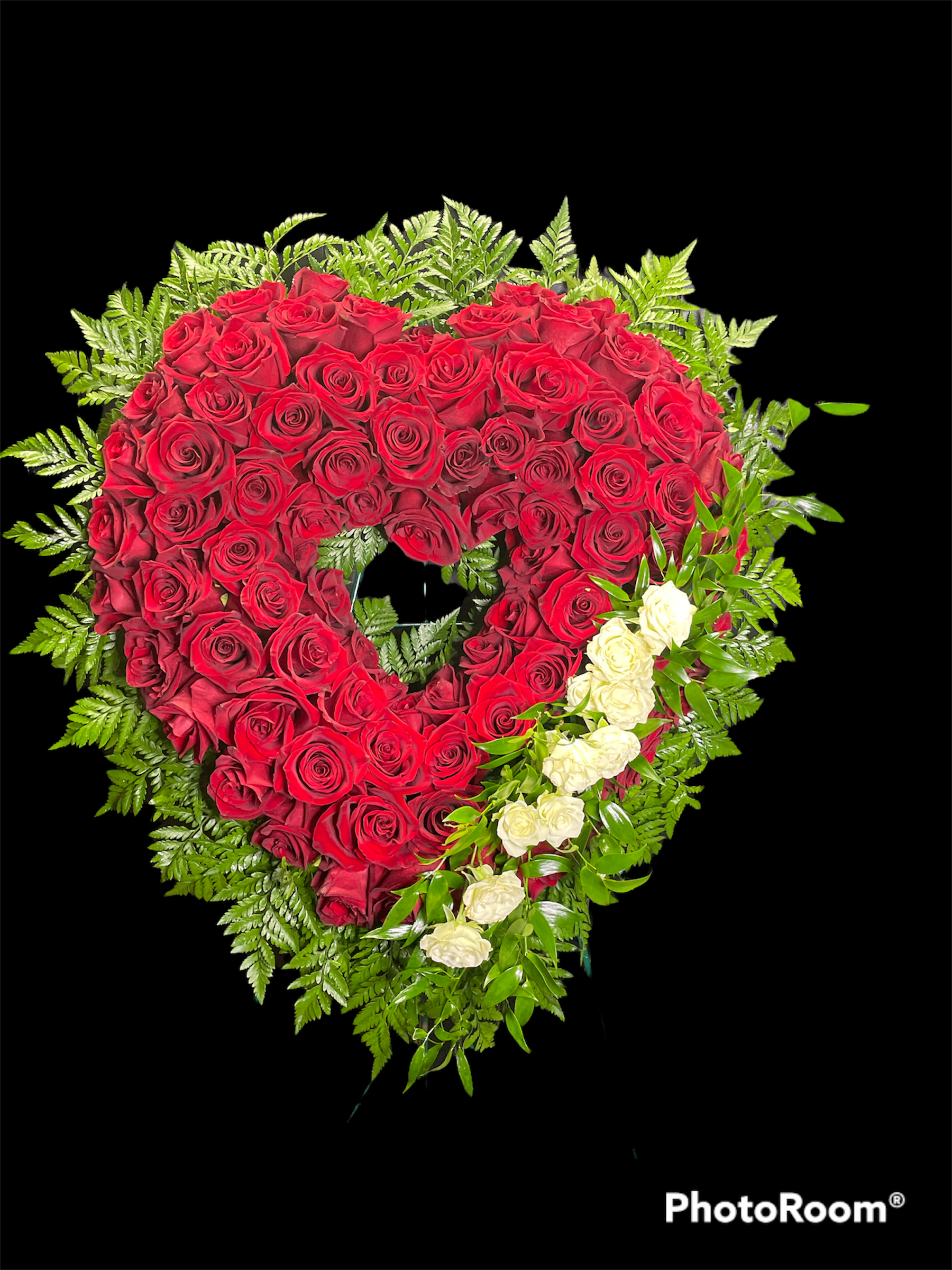 garden open heart - by Lovely Blooms Decorations - A beautiful red and white open heart with all roses