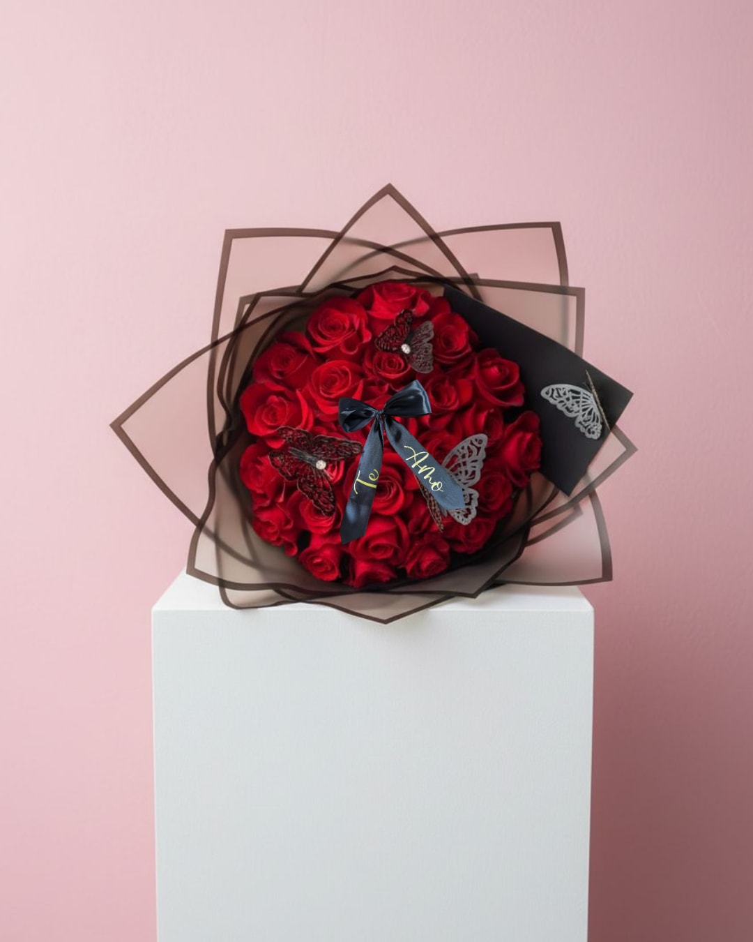 25 Red Roses Bouquet with Bow  - Bouquet with 25 fresh red roses