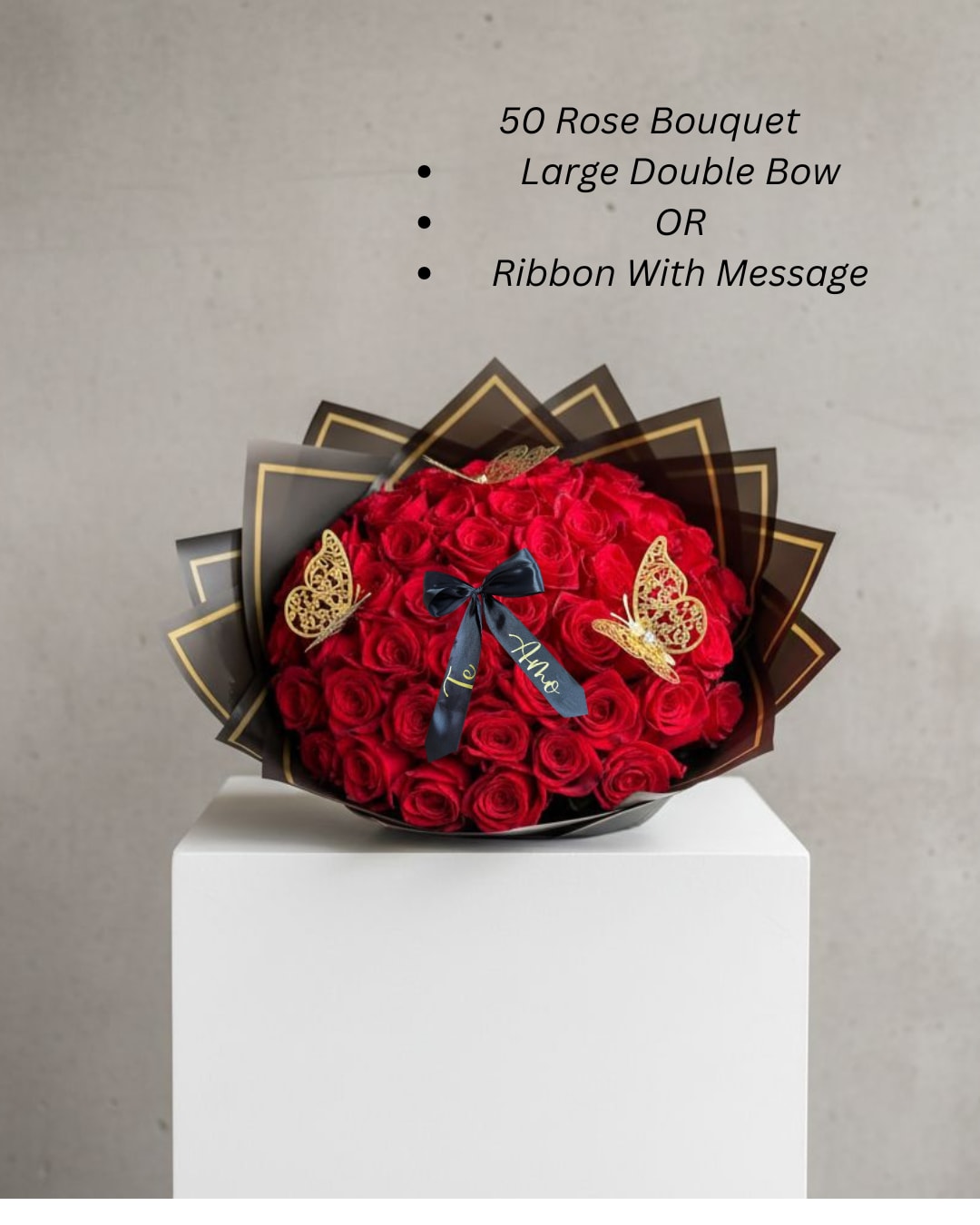 50 Red Roses Bouquet - 50 fresh roses 