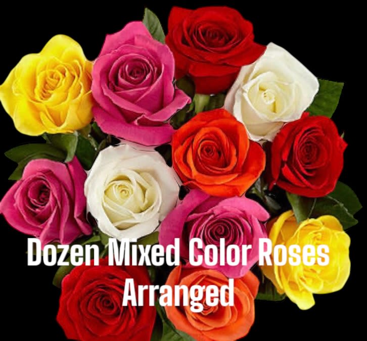 Dozen Mixed Color Roses - Beautiful mixed colored roses arranged in a glass vase is sure to please!! Our design team will choose the most beautiful color combination and make sure your arrangement is absolutely perfect. A perfect way to celebrate multiple occasions. 