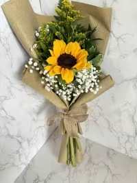 Single Sunflower (15 UNITS) - 1 sunflower and greenery 