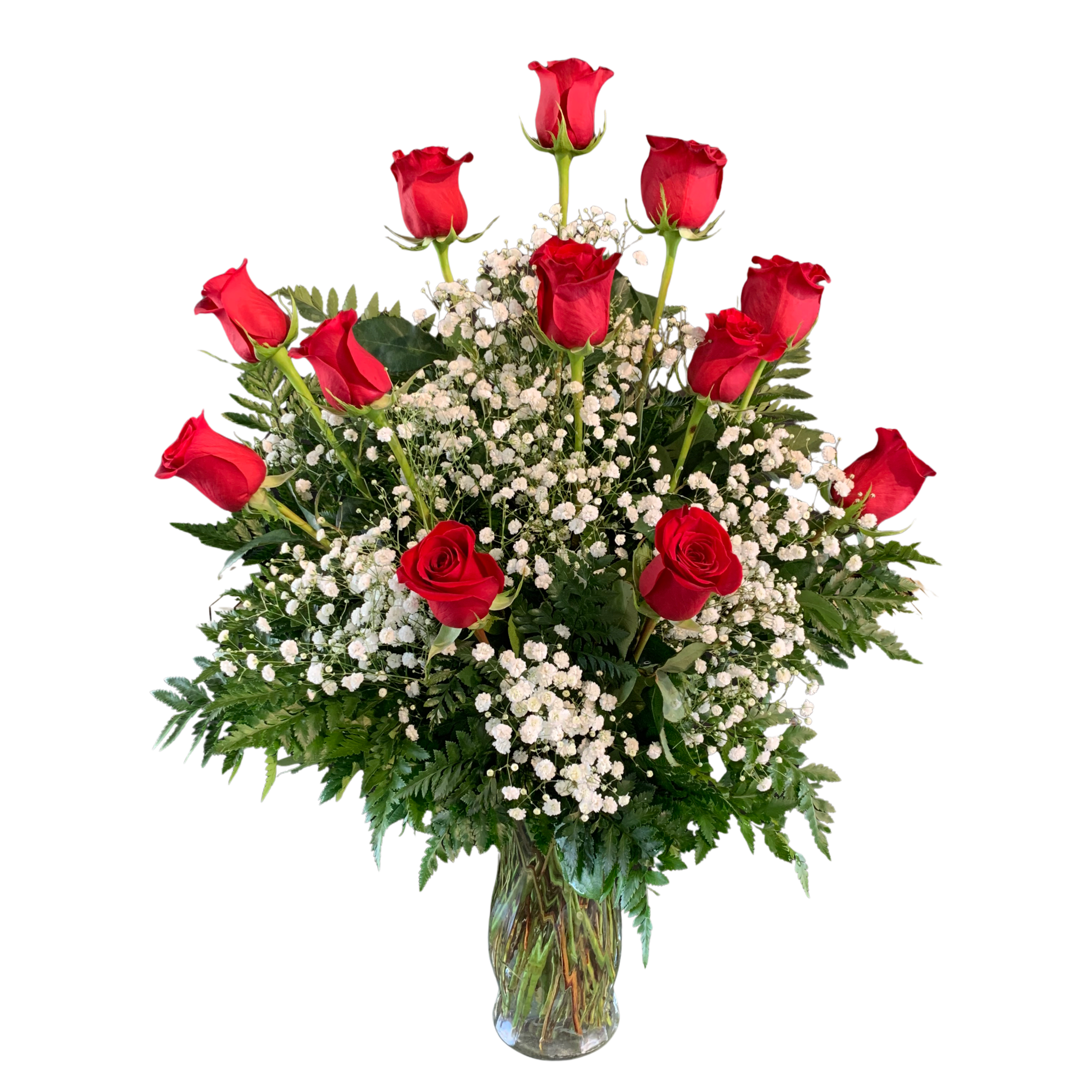 Dozen Rose - Send them your love with 12 red roses. The spirit of love is beautifully captured in this dozen red rose vase. Perfect to send to someone you love. 