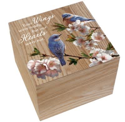 Memory Box - Your wings were ready - Carson Home accents Carson Home accents - Wood box 8" x 8" &amp; 6" deep The removable lid is decorated with hand painted art and a meaningful thought - "Your wings were ready, but our hearts were not" 