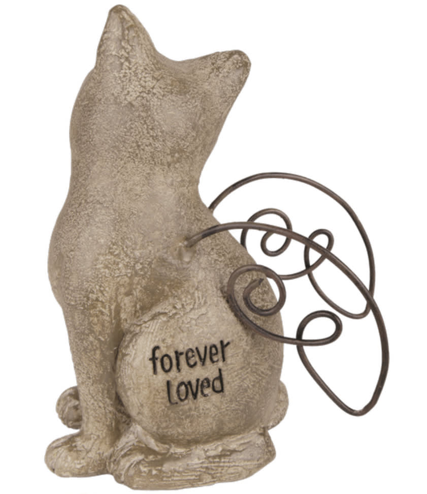 FOREVER LOVED FIGURINE, CAT - Forever Loved Devoted Angels Figurine - Resin Cat with metal wire wing composition 4.75"H x 3.5"W x 2.5"D