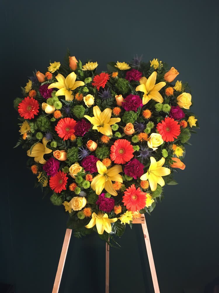 Always in our hearts - Colorful mix funeral wreath