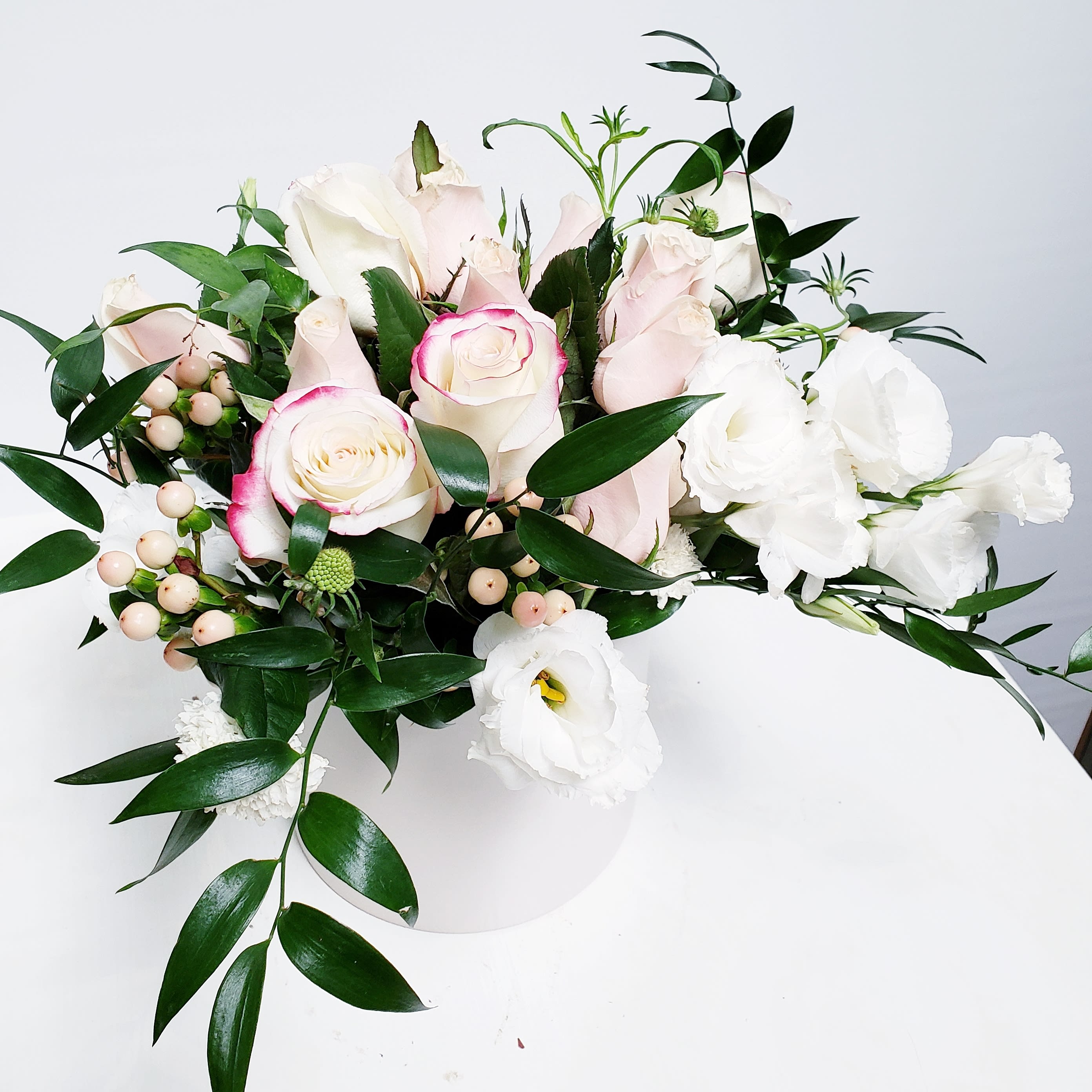 Blushing  - Standard 5in white cylinder 10in w x 9in h