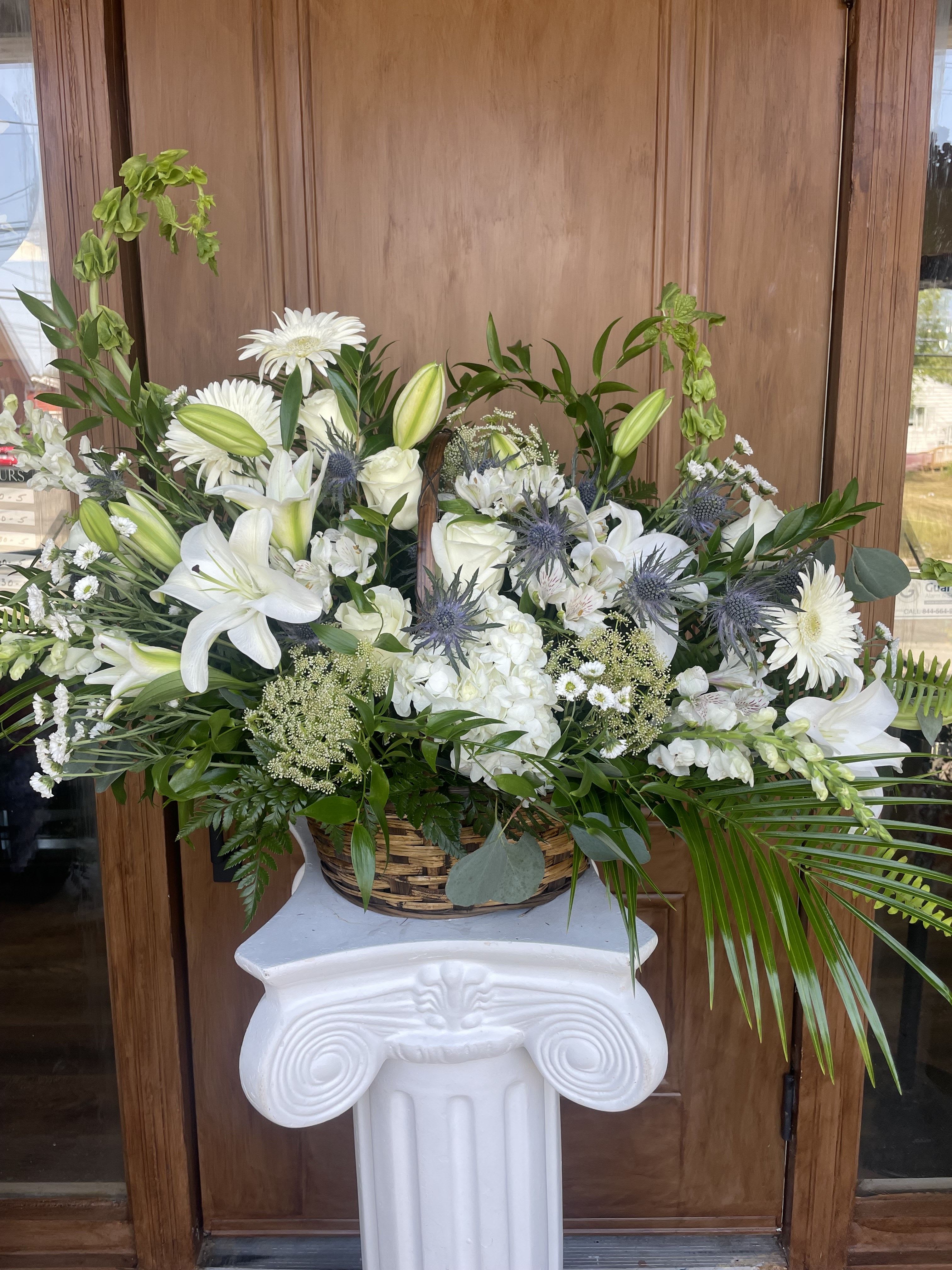 Sincere Thoughts by Lotherington's - Send your condolences with this White Lily and Hydrangea arrangement. APPROXIMATE DIMENSIONS: 16" D x 20.5" W
