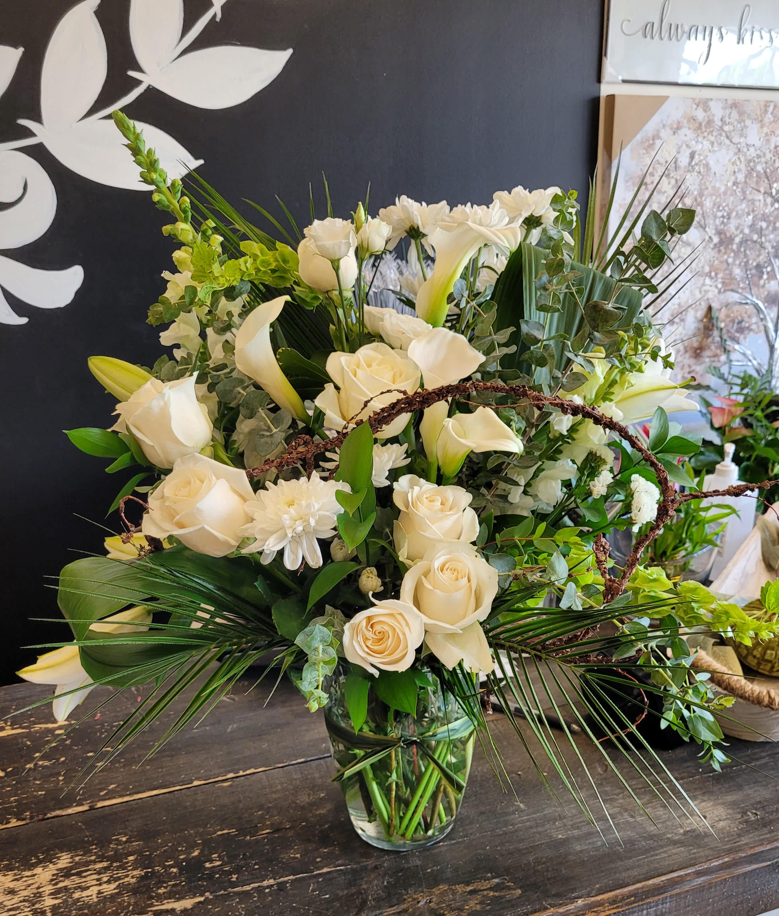 So White - Beautiful white and green arrangement 