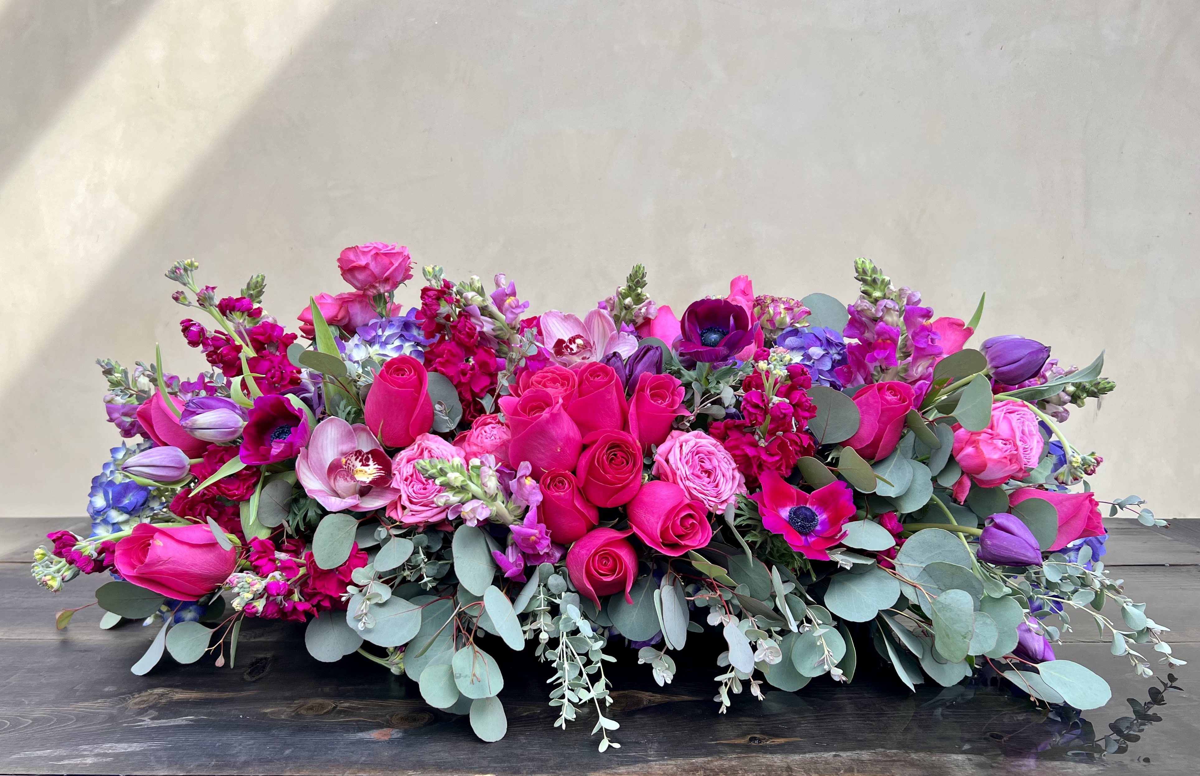 Frozen Berry - Beautiful hot pink and purple flower arrangement. 