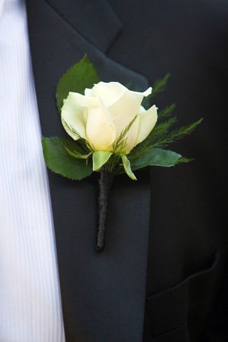 White Rose Boutonniere - White rose Boutonniere